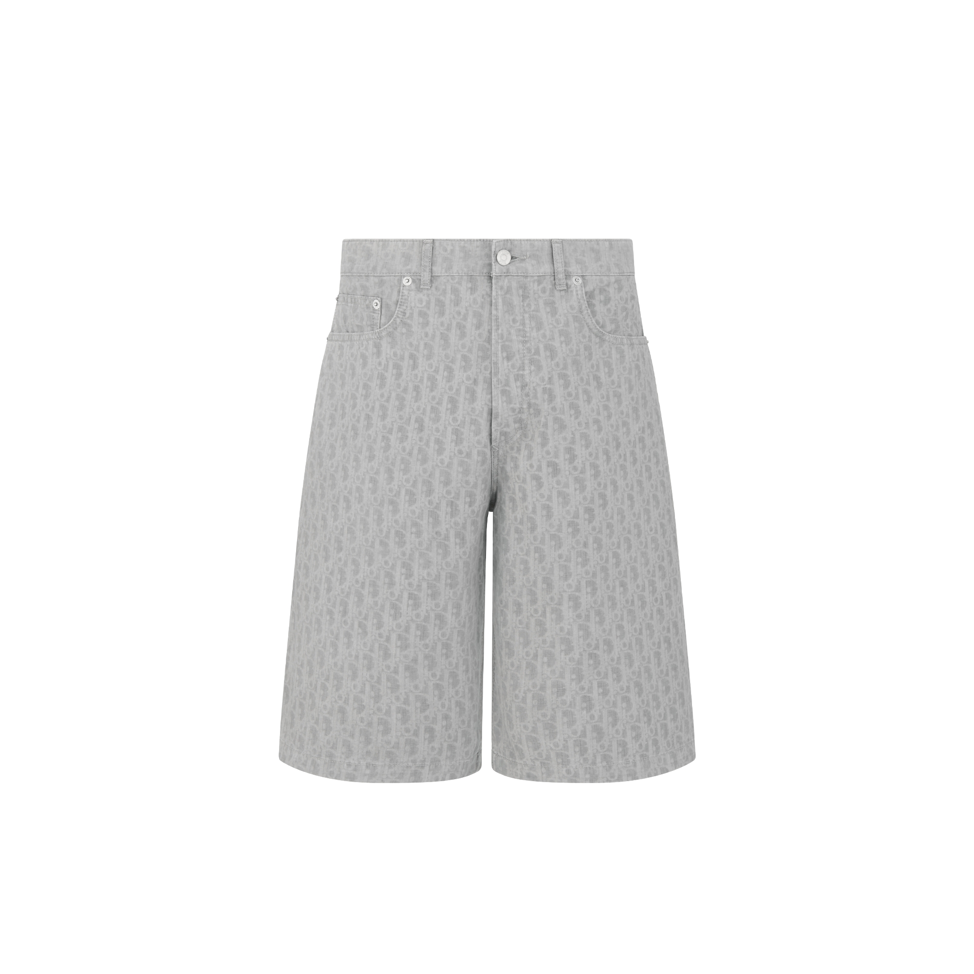 短裤 灰色棉质牛仔布 Oblique 印花 E01