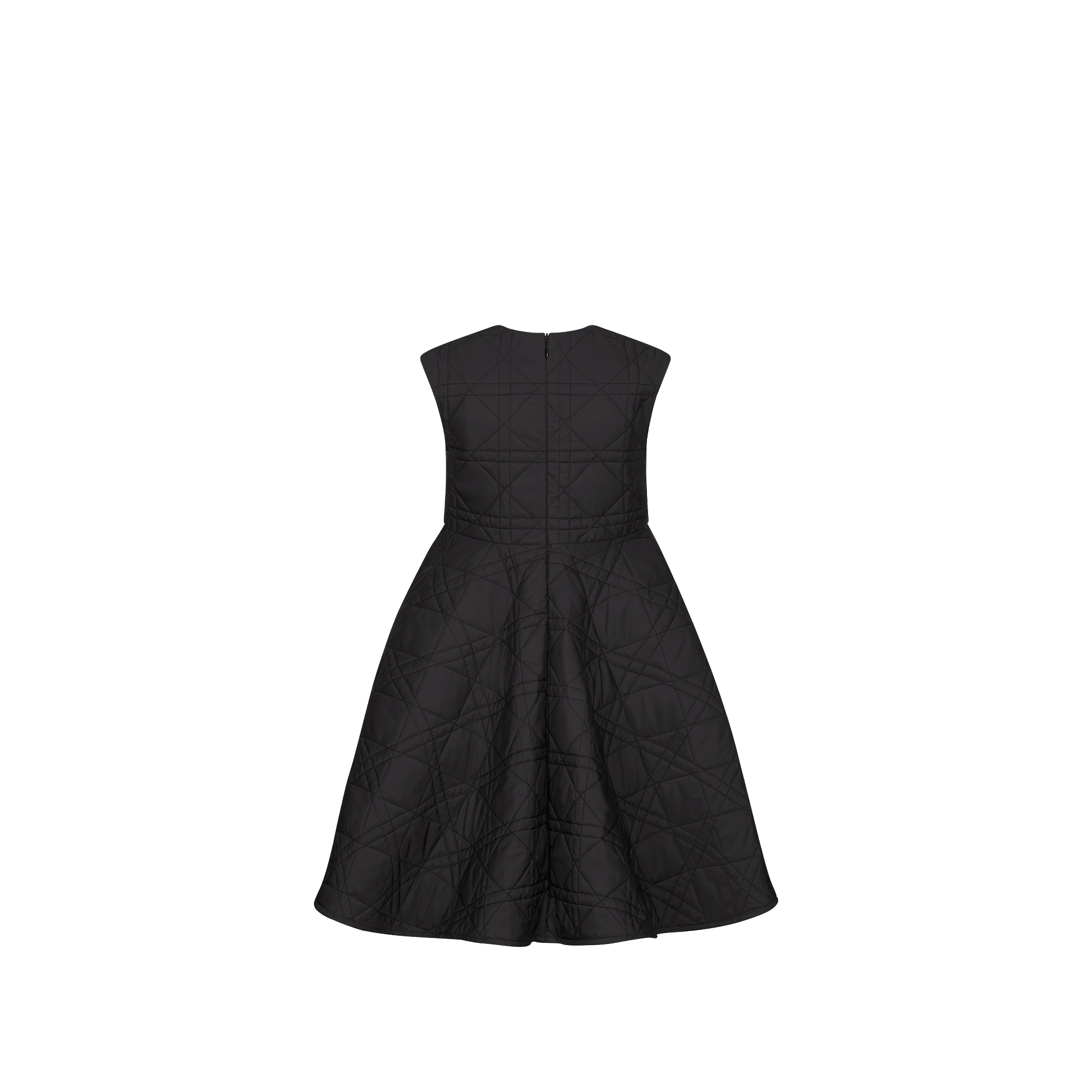 儿童喇叭形连衣裙 黑色科技面料超大藤格纹 E08