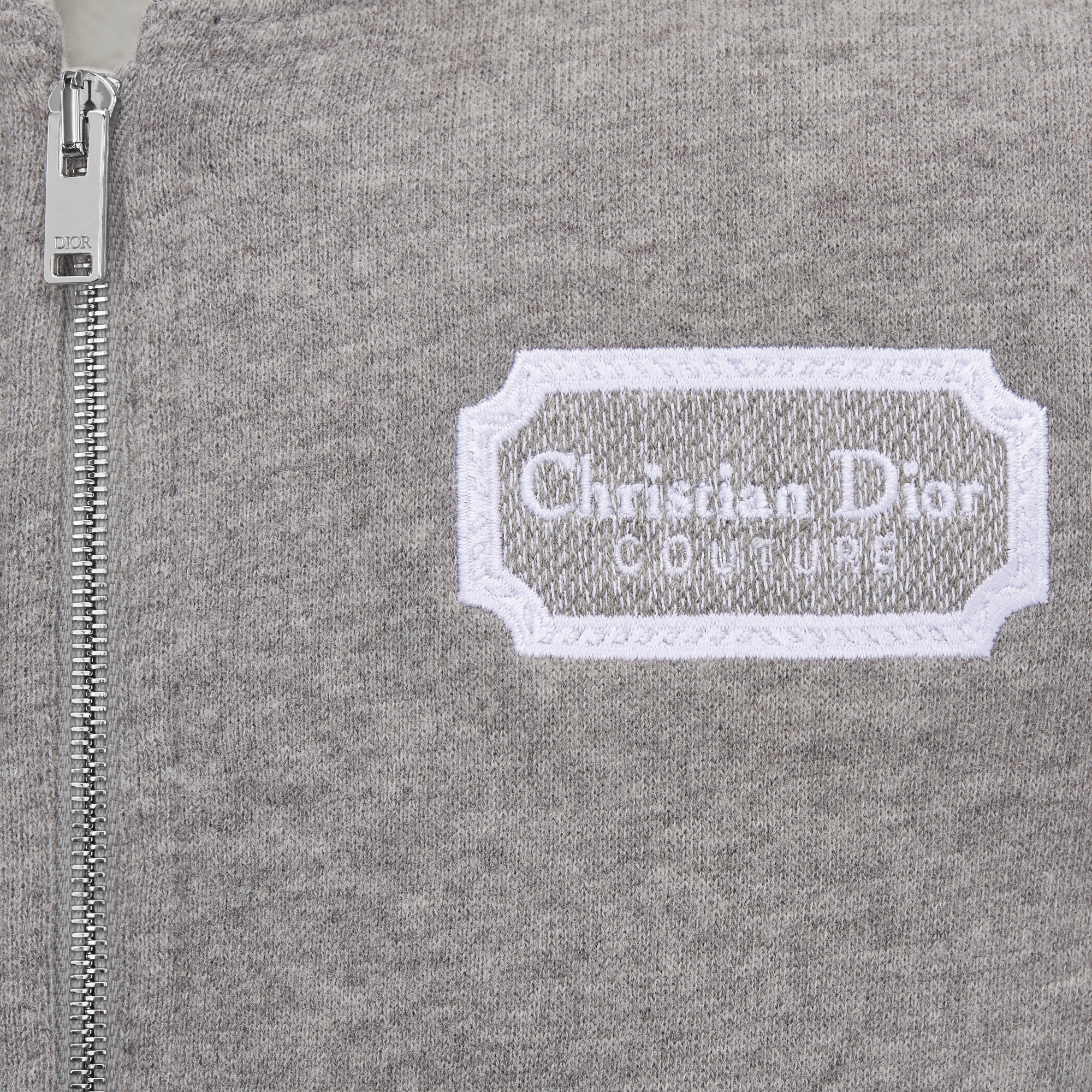 婴幼儿款拉链连帽运动衫 灰色棉质起绒面料 Christian Dior Couture 刺绣 E09