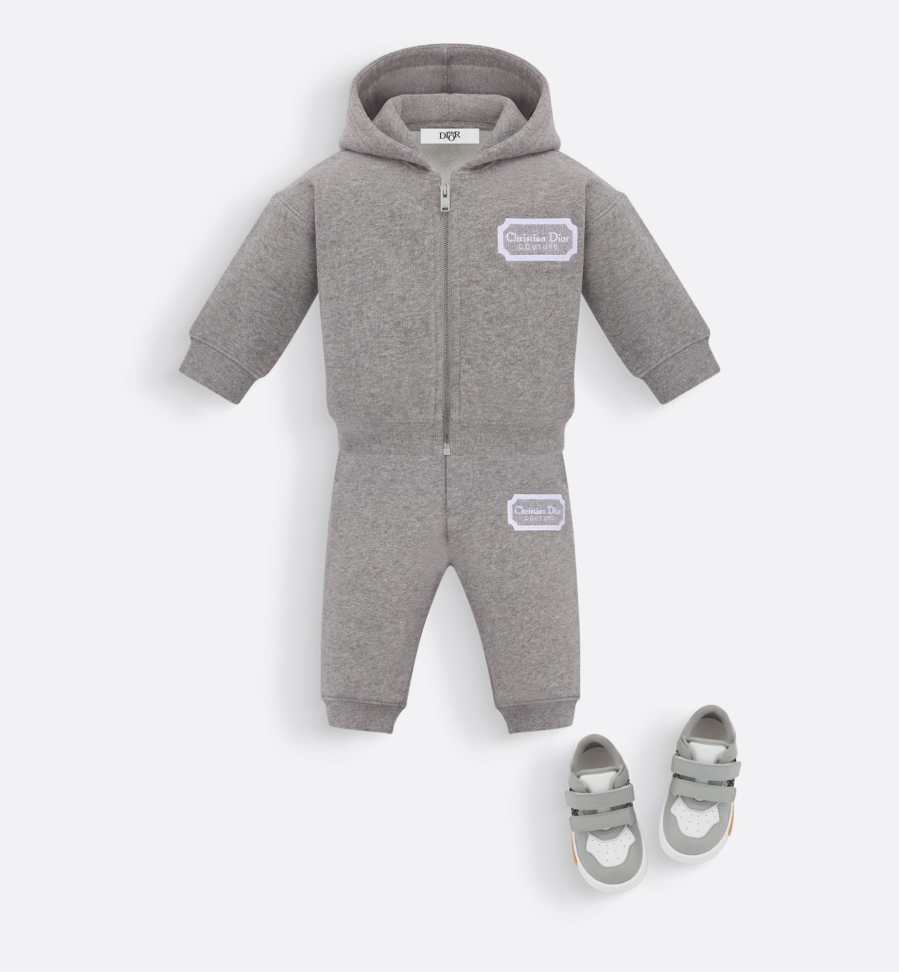 婴幼儿款运动长裤 灰色棉质起绒面料 Christian Dior Couture 刺绣 E12