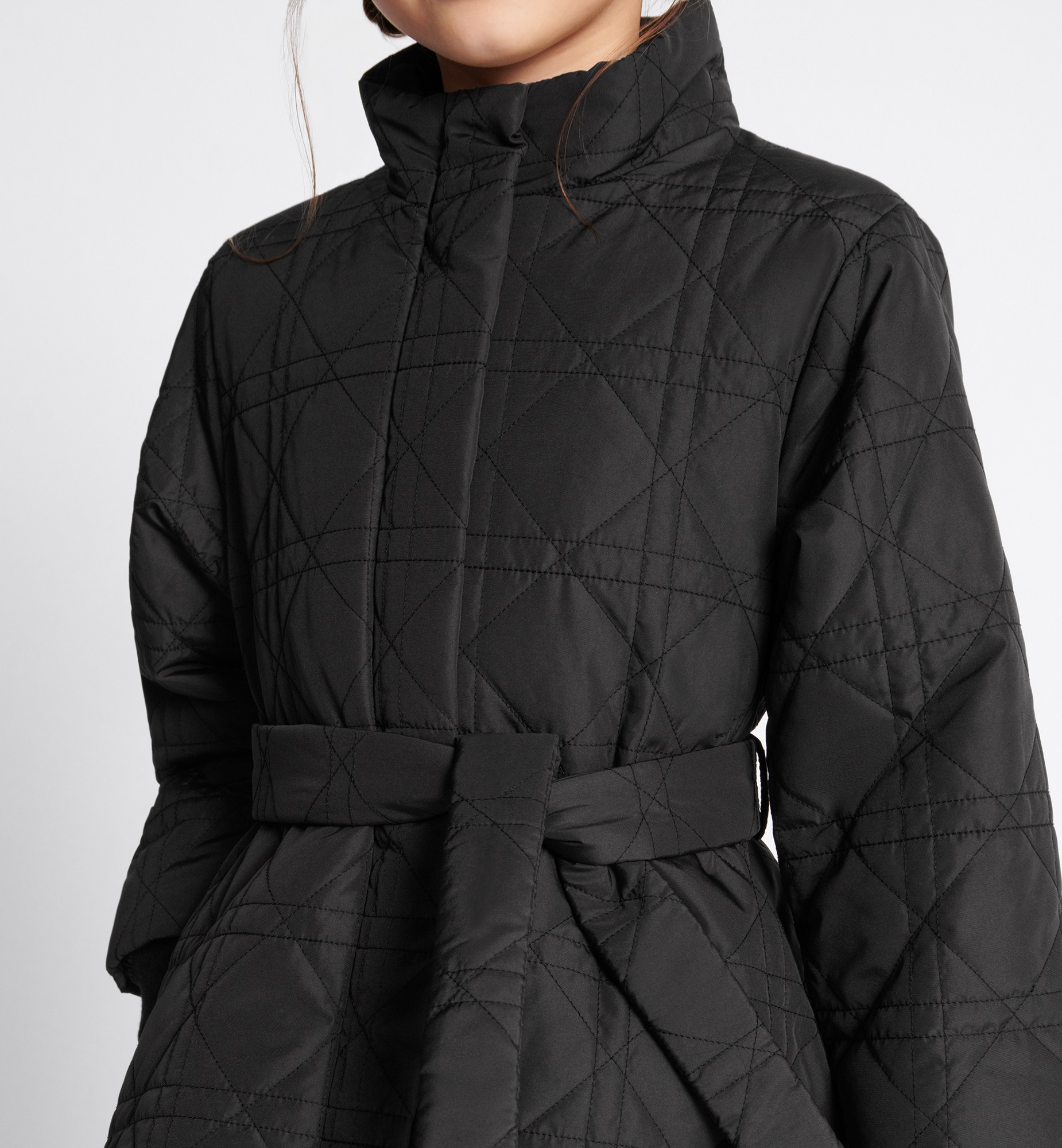 儿童斗篷风格经典西装外套 黑色科技面料超大藤格纹 E14