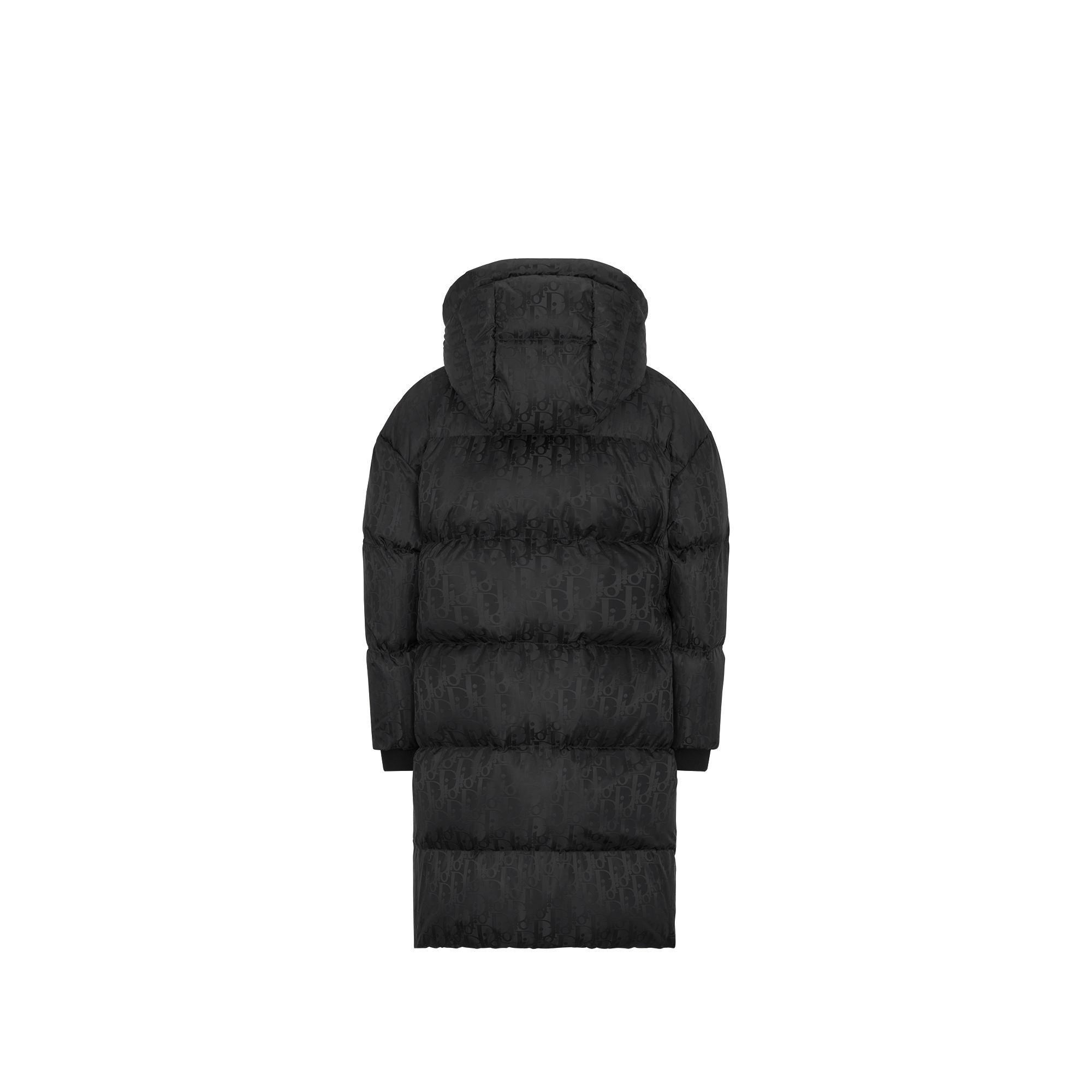 儿童长款连帽羽绒夹克 黑色科技面料 Oblique 印花 E08