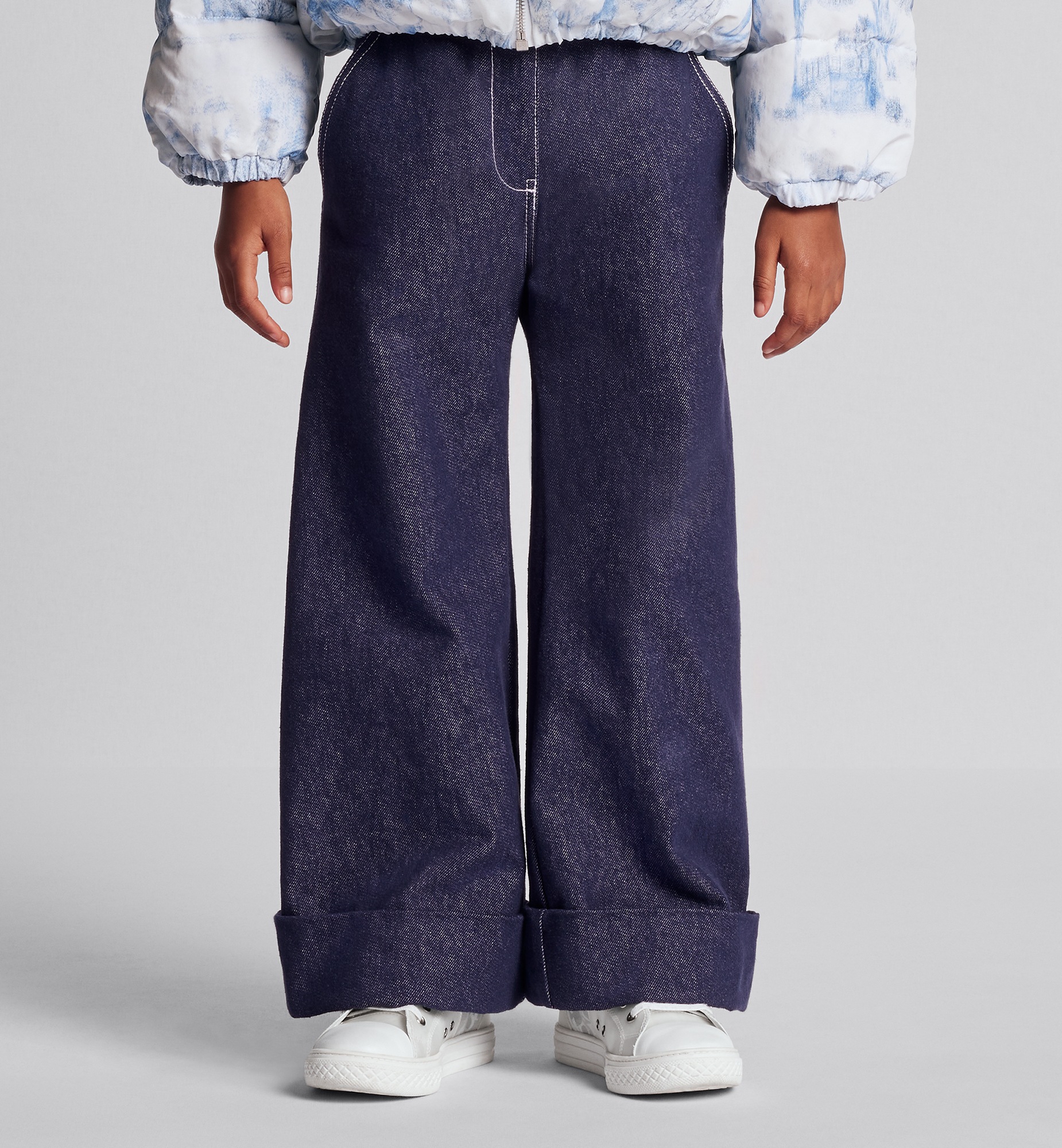 儿童宽松剪裁牛仔裤 海军蓝色棉质牛仔布 E13