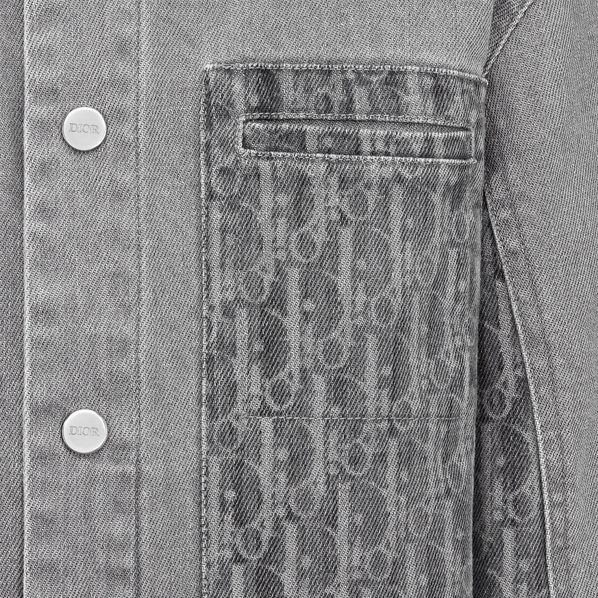 儿童夹克 灰色石洗棉质牛仔布 Oblique 印花 E09