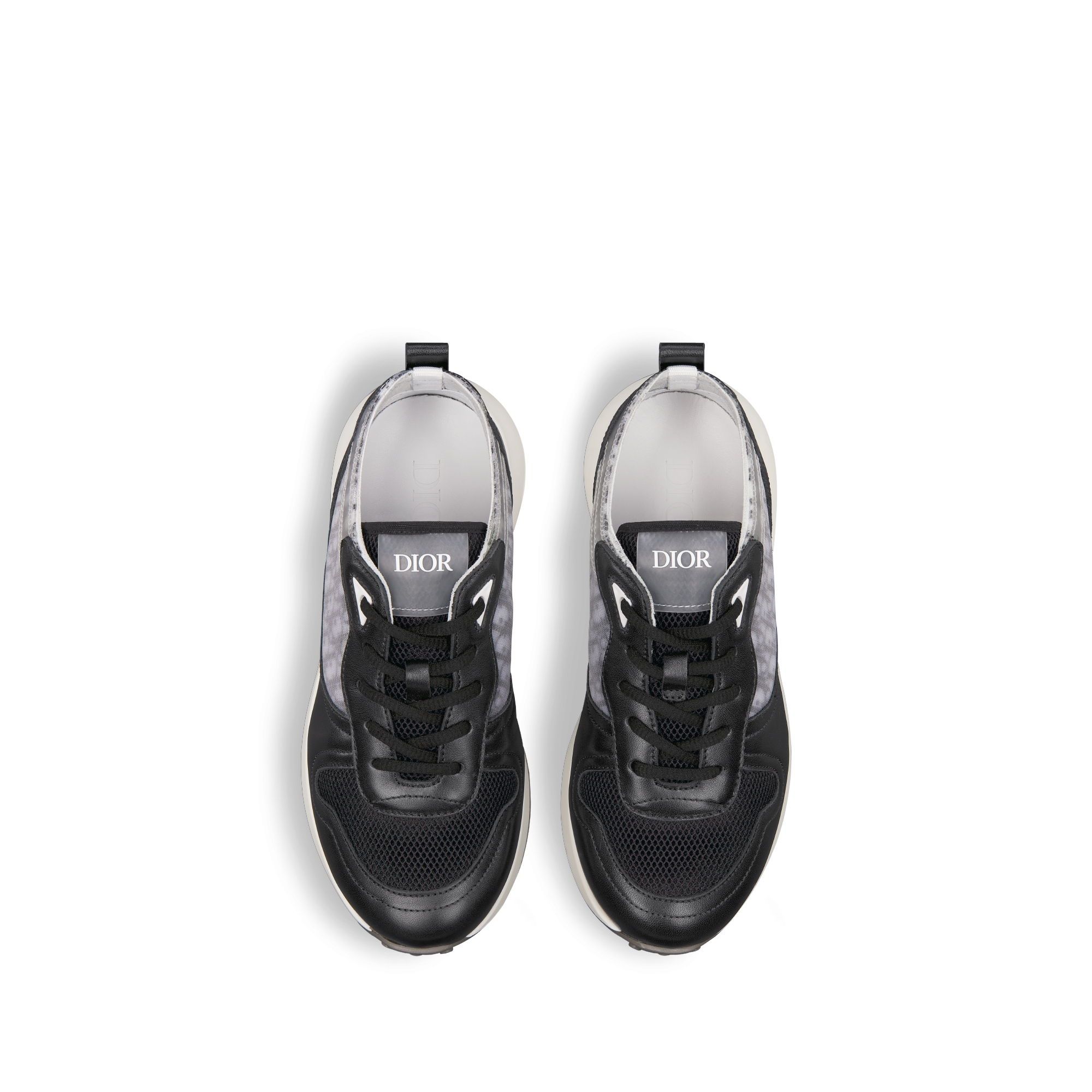 B25 Runner 运动鞋儿童款 黑色和白色光滑牛皮革 Oblique 印花 E06