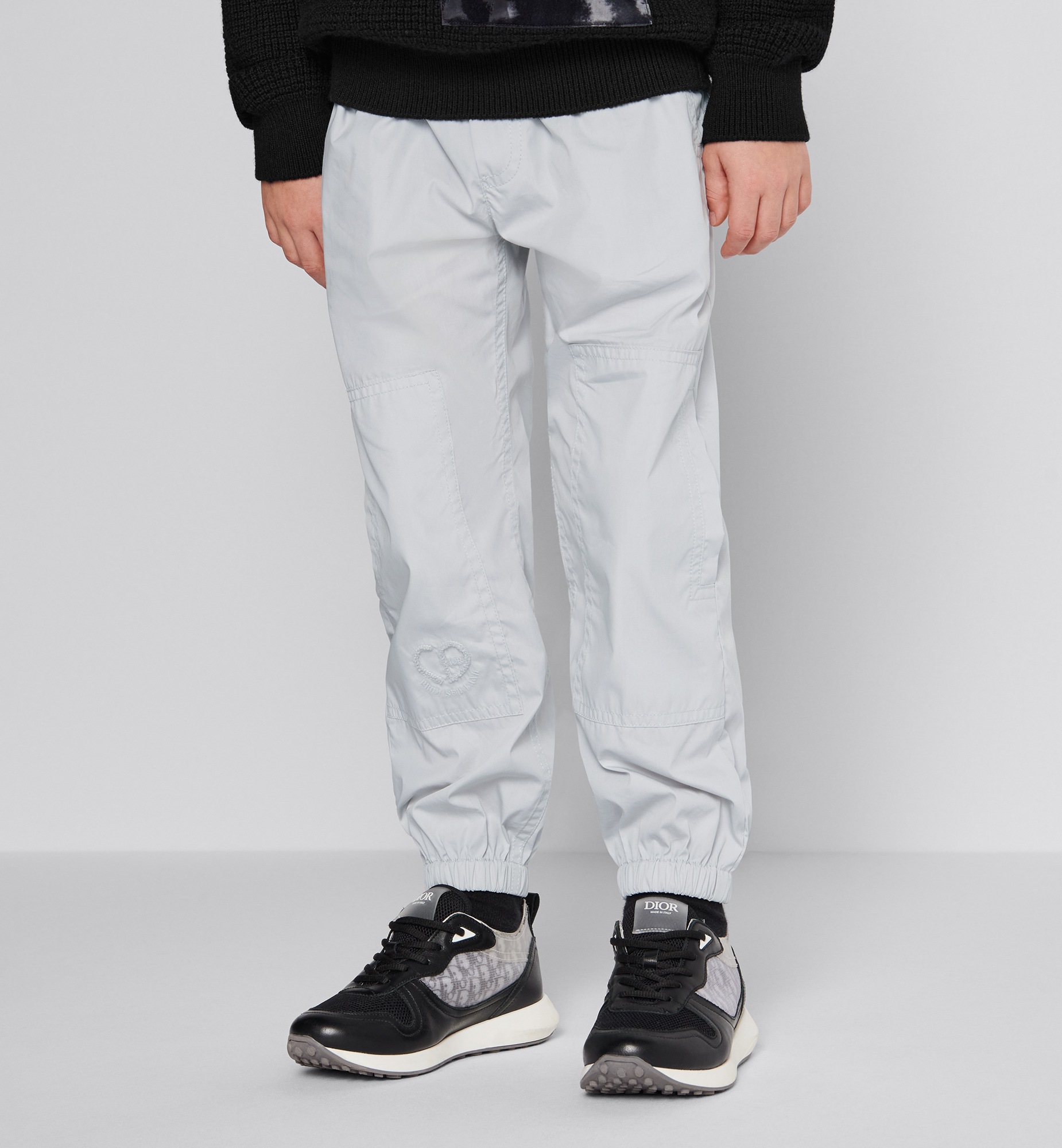 B25 Runner 运动鞋儿童款 黑色和白色光滑牛皮革 Oblique 印花 E13