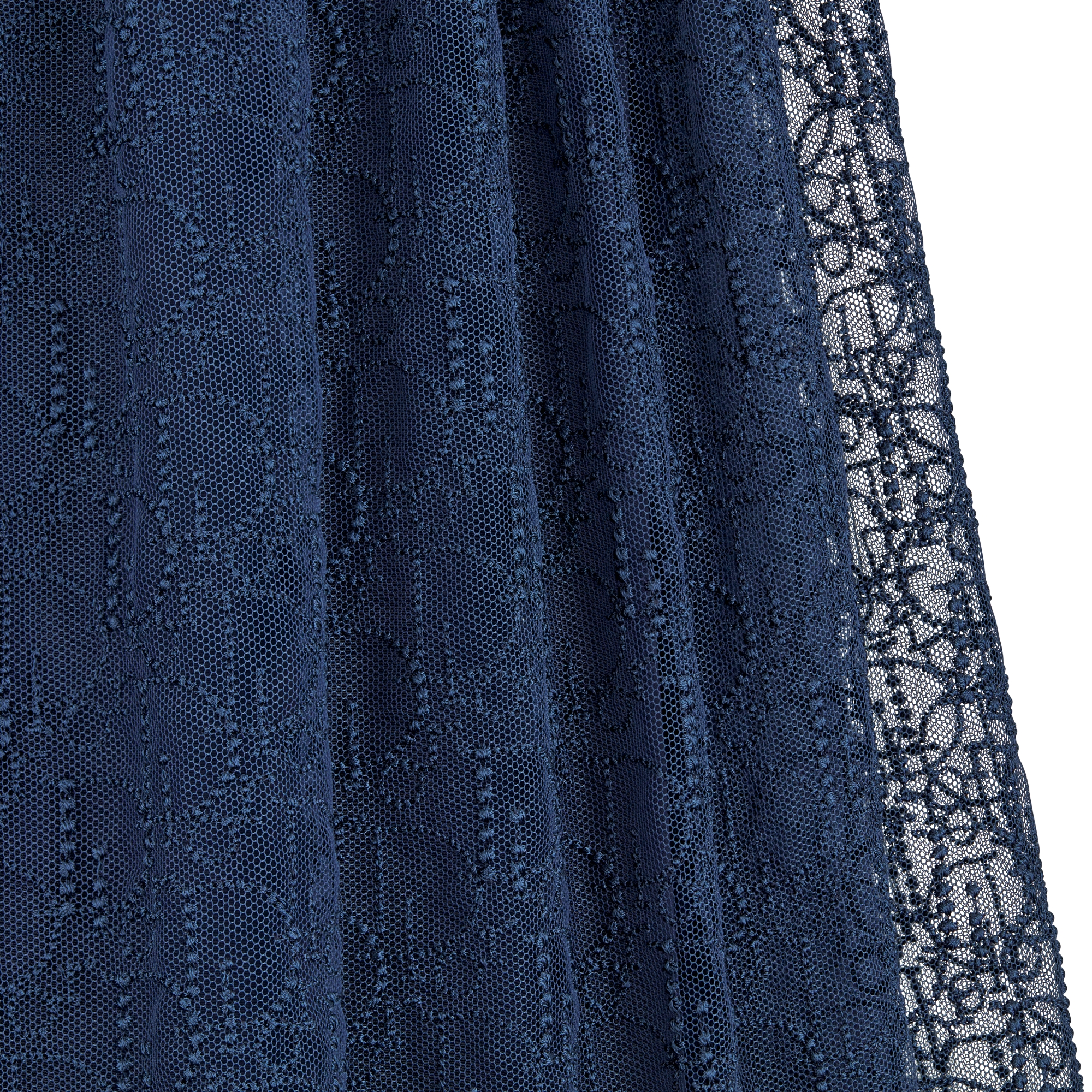 儿童喇叭形连衣裙 海军蓝色刺绣薄纱珠饰效果 Oblique 印花图案 E09