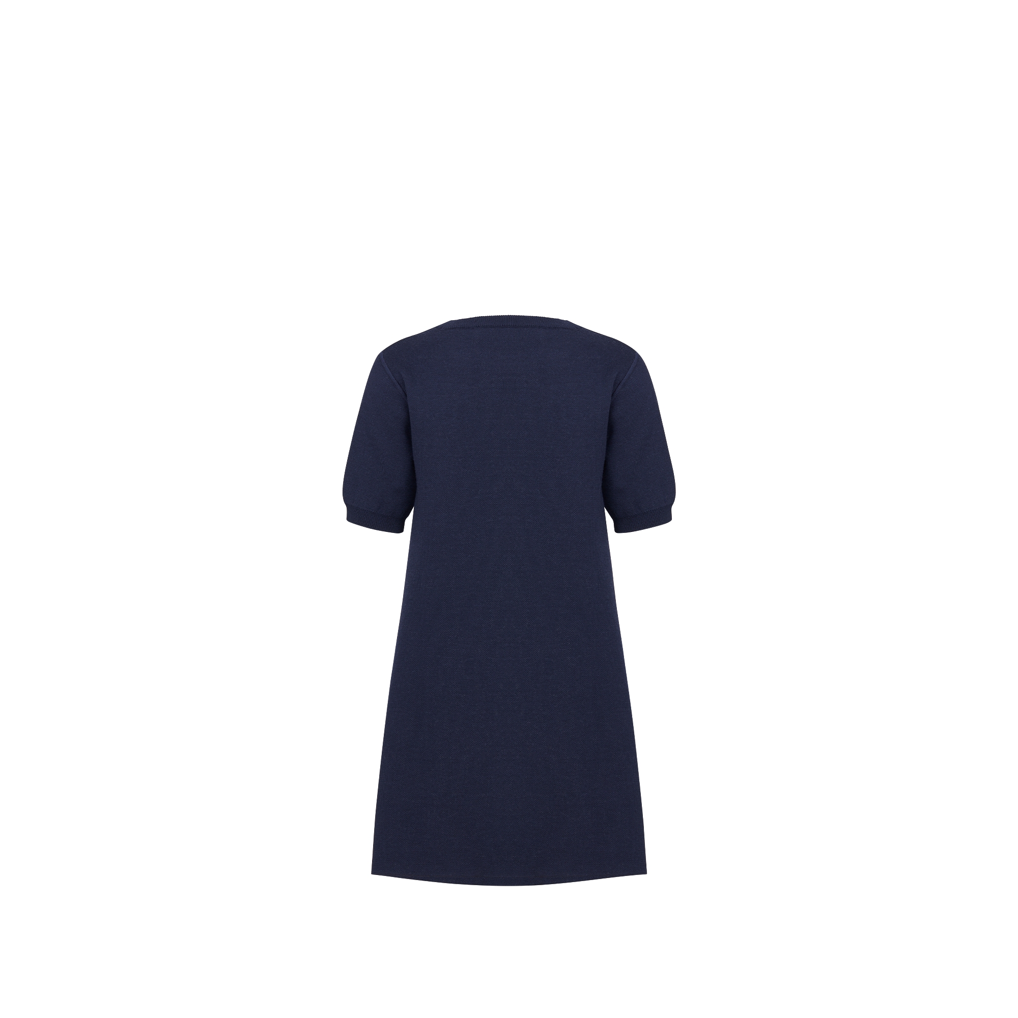 儿童双面 A 字连衣裙 海军蓝色绵羊毛针织面料象牙色和蓝色 Oblique 印花 E08