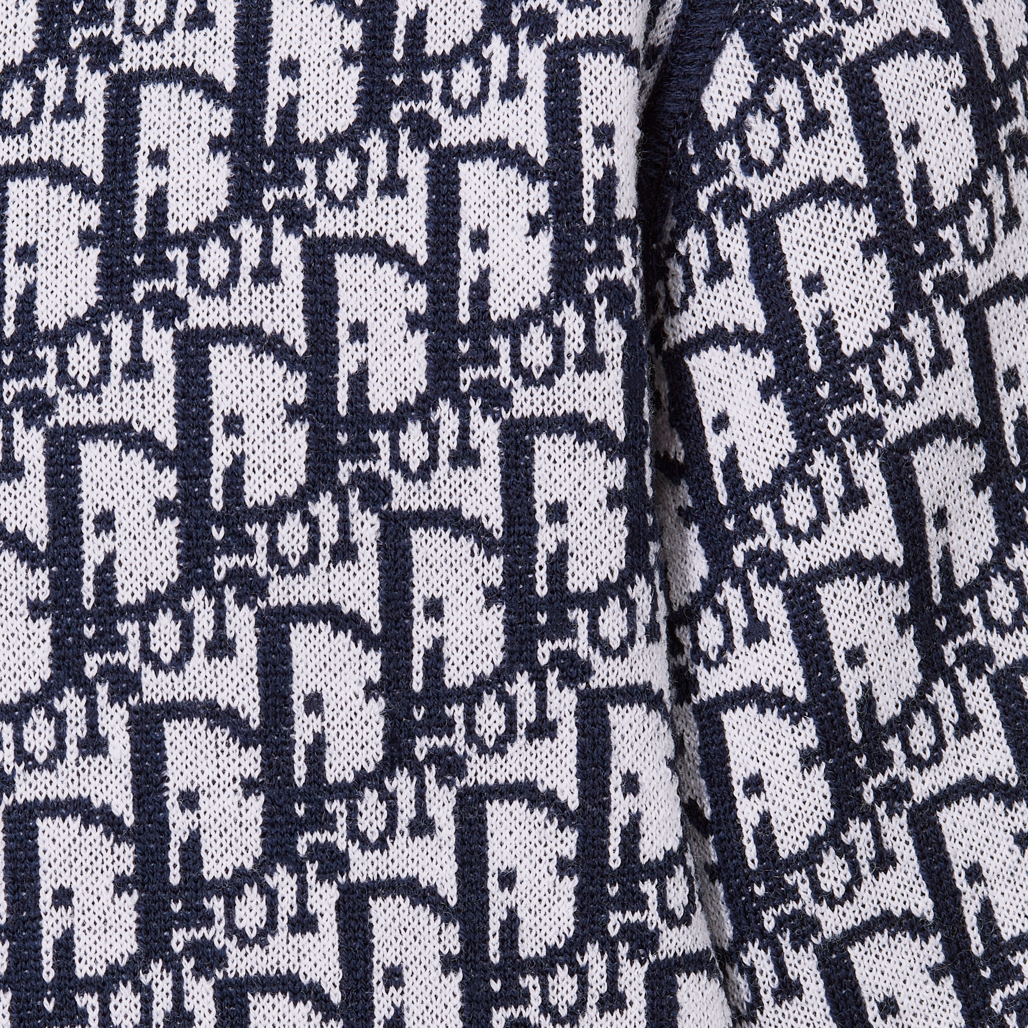 儿童双面 A 字连衣裙 海军蓝色绵羊毛针织面料象牙色和蓝色 Oblique 印花 E12