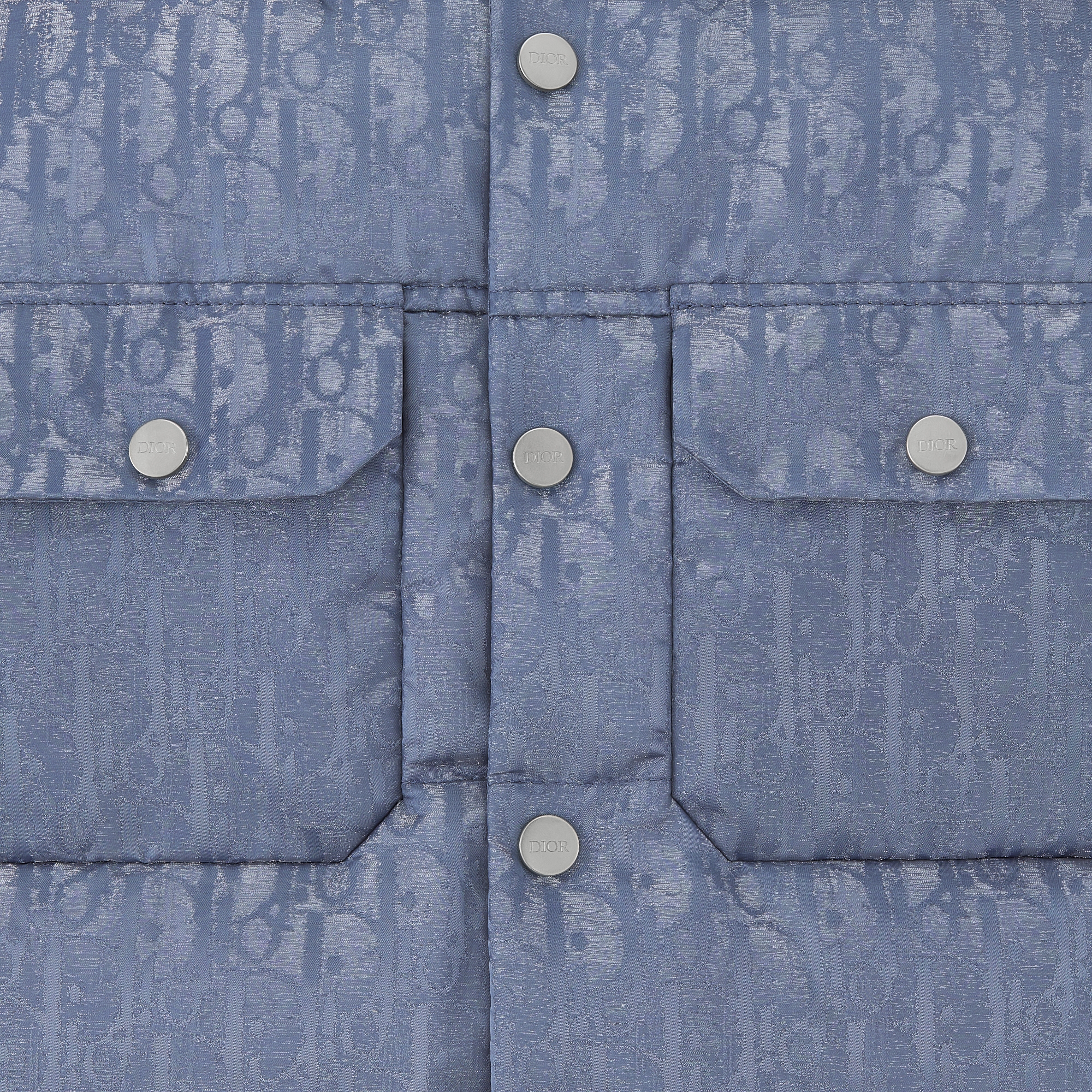 儿童连帽羽绒夹克 灰蓝色防水科技提花面料 Oblique 印花缎面饰面 E09