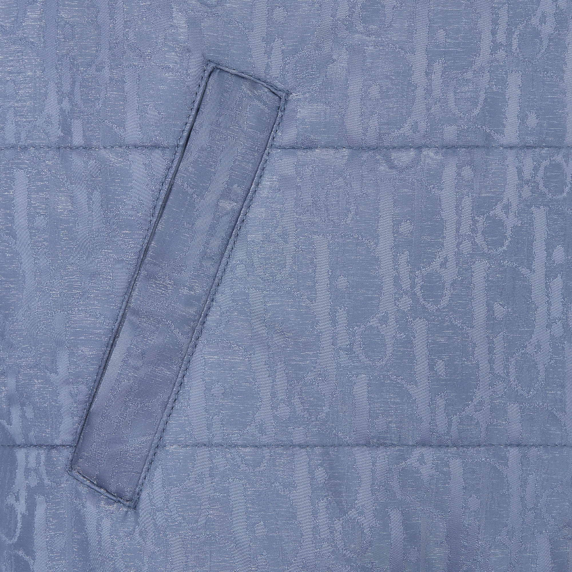 儿童背心 灰蓝色防水科技提花面料 Oblique 印花缎面饰面 E09