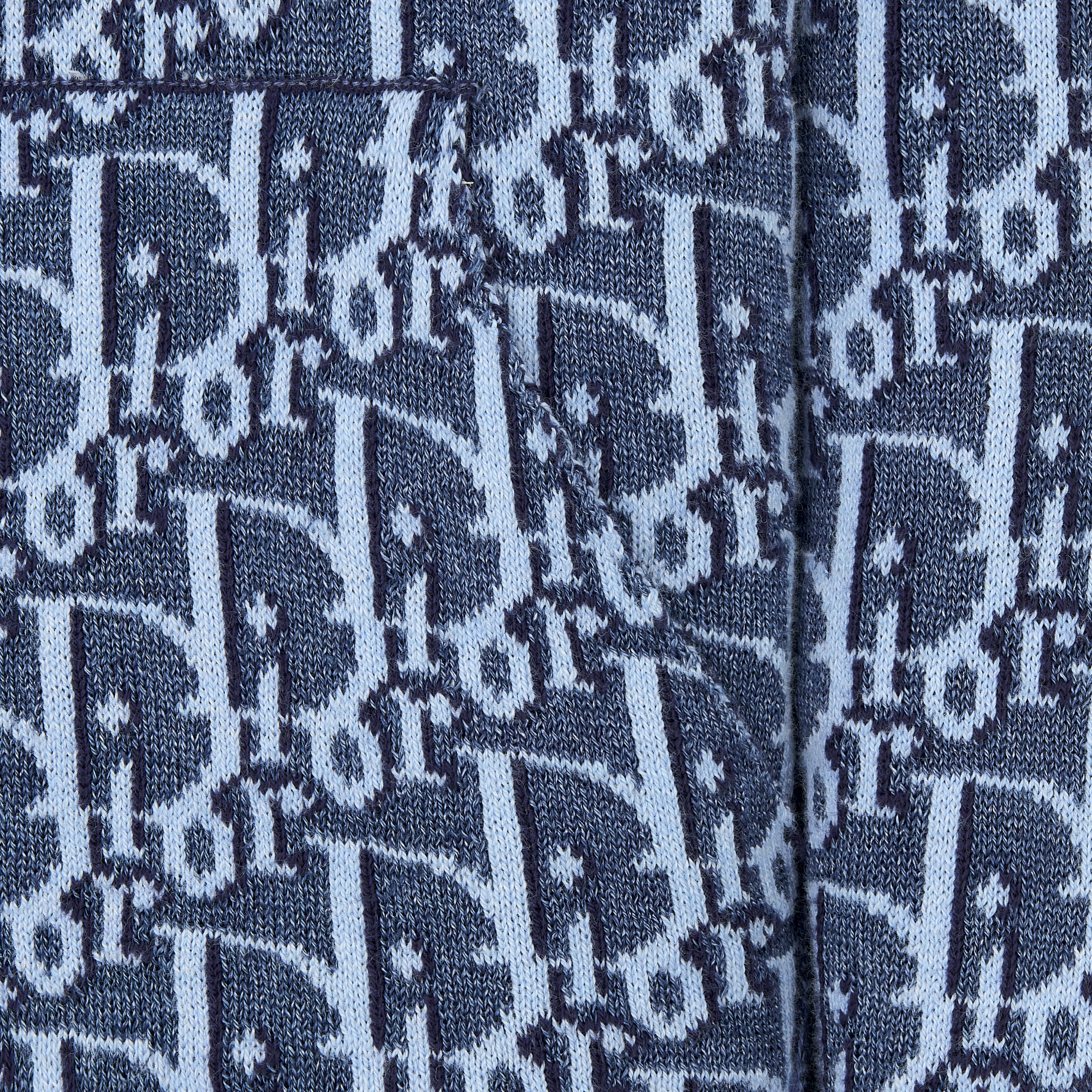 儿童连帽运动衫 蓝色棉质和亚麻混纺针织提花面料 Oblique 印花 E09