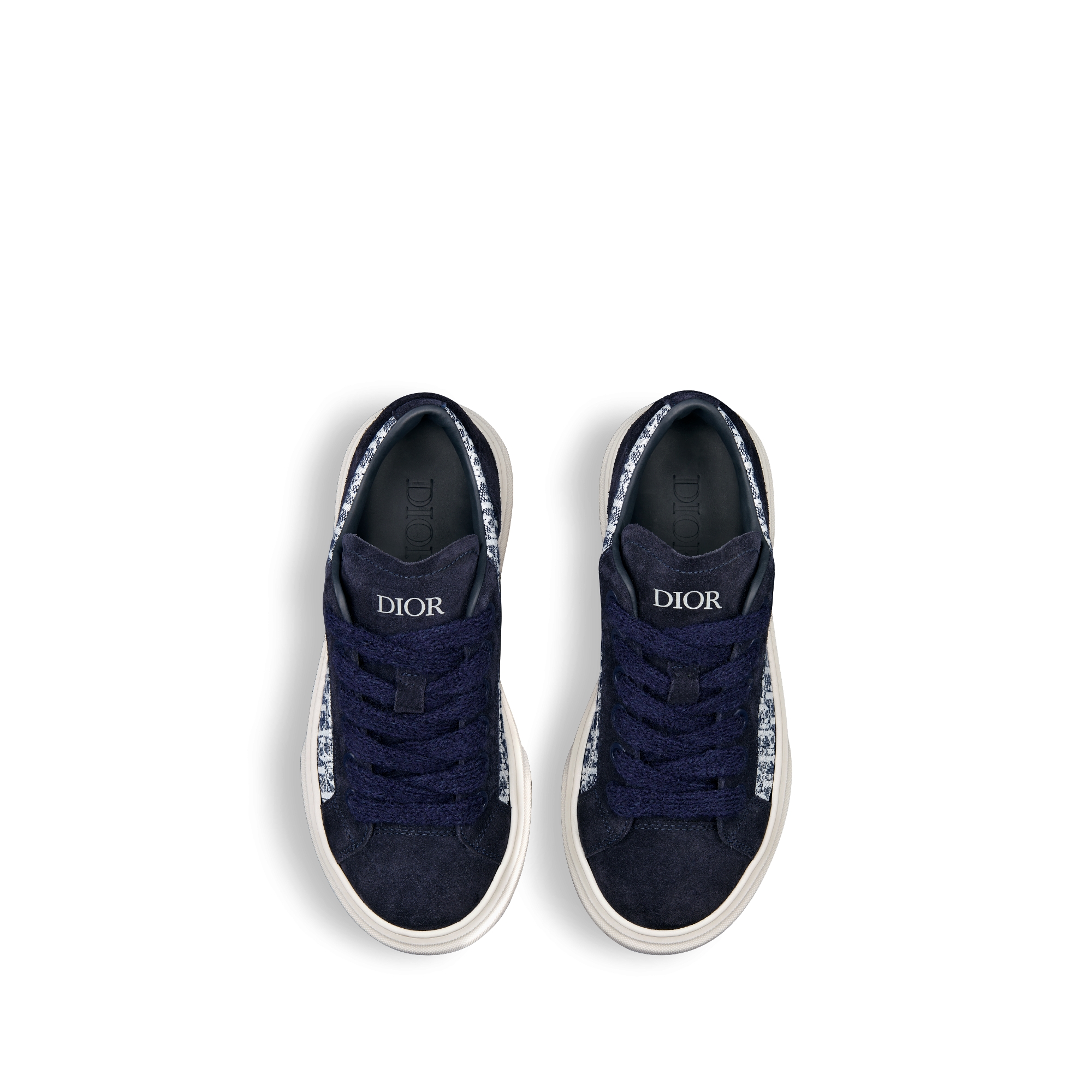 儿童 B33 Spin 低帮运动鞋 蓝色和白色 Oblique 印花面料搭配海军蓝色绒面革 E06