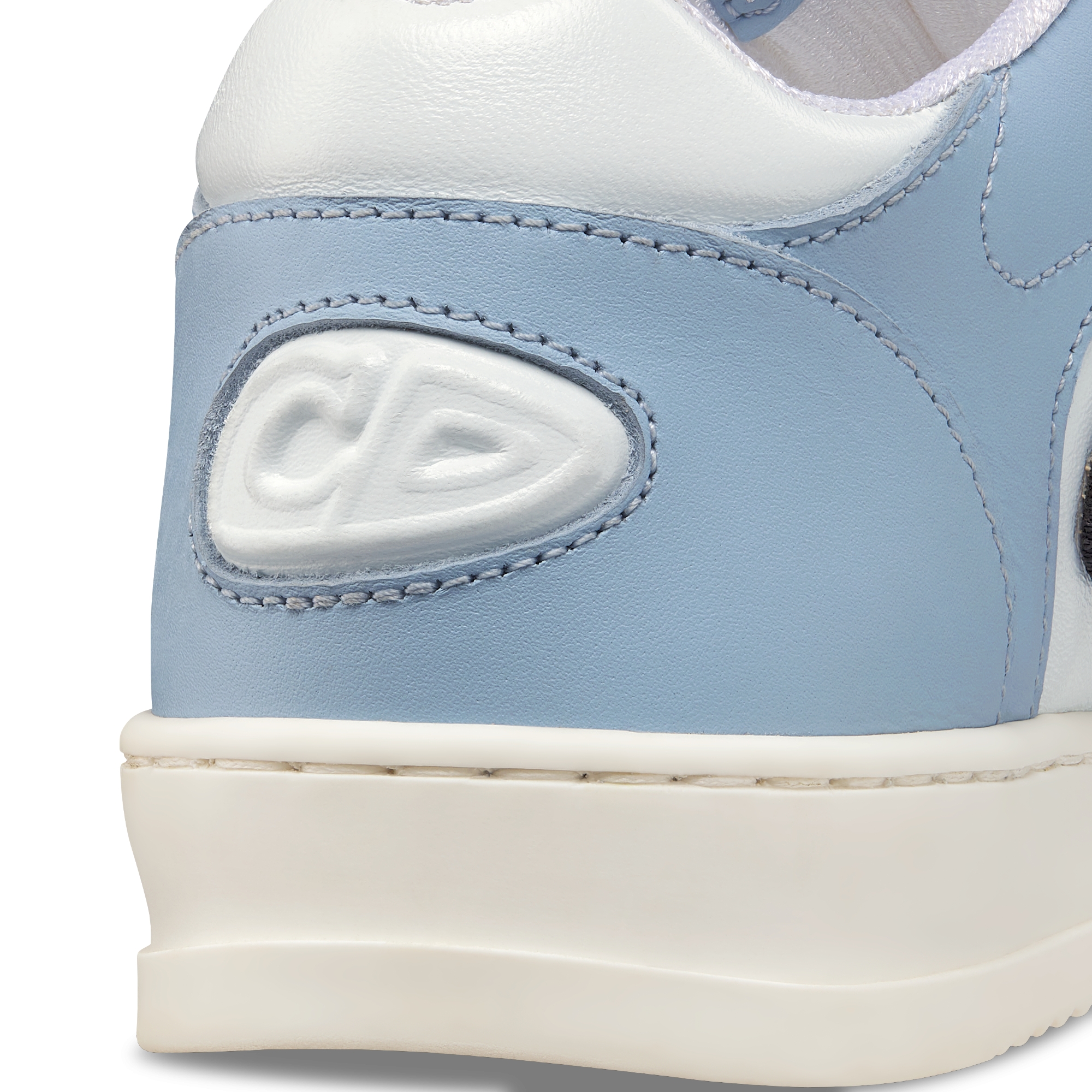 儿童 B57 Dribble 低帮运动鞋 蓝色和白色光滑牛皮革搭配米色和黑色 Oblique 印花面料 E09