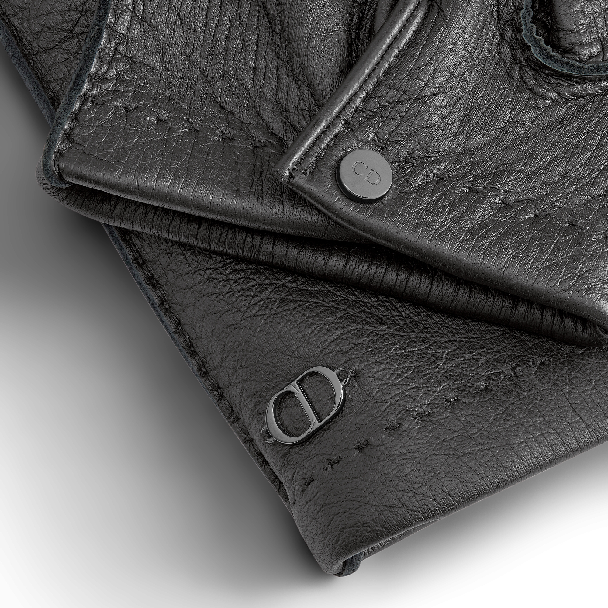 手套 黑色粒面皮革 CD Icon 标志 E09