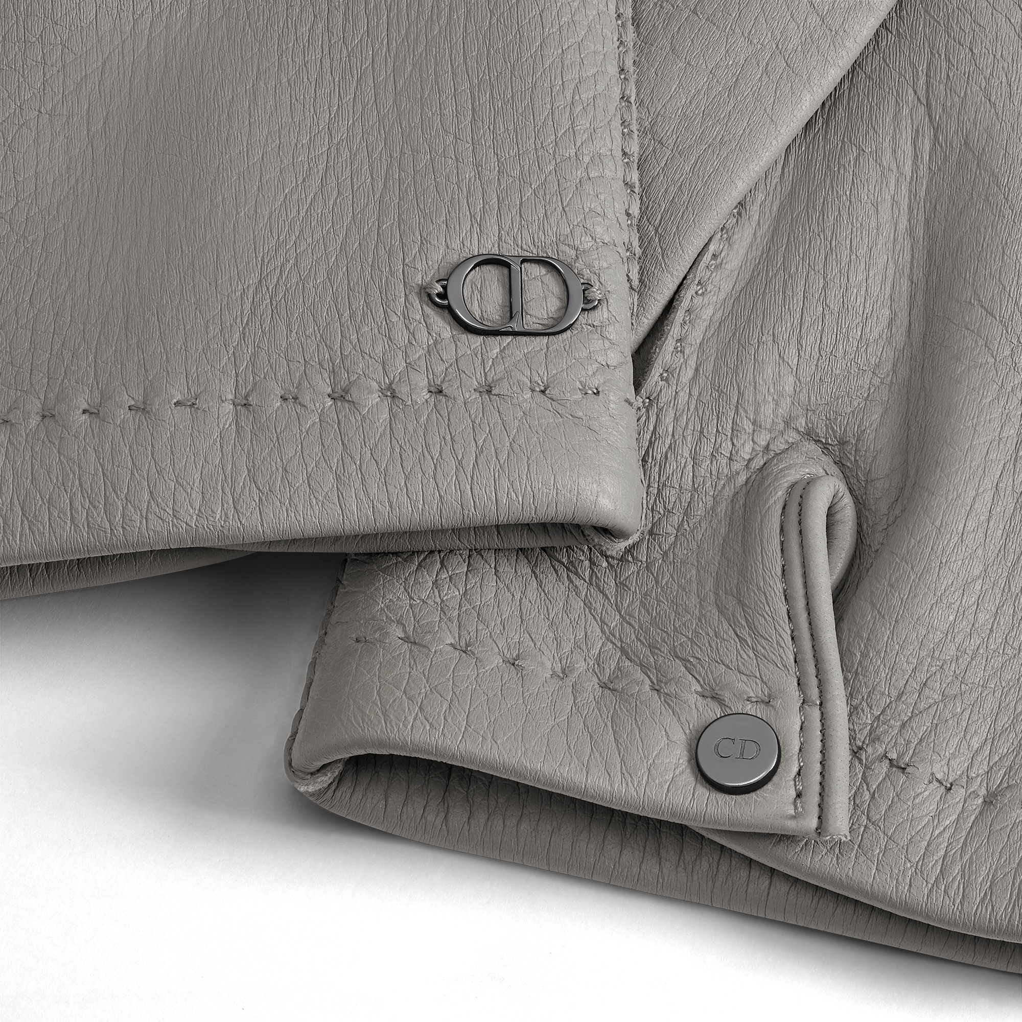 手套 迪奥灰粒面皮革 CD Icon 标志 E09
