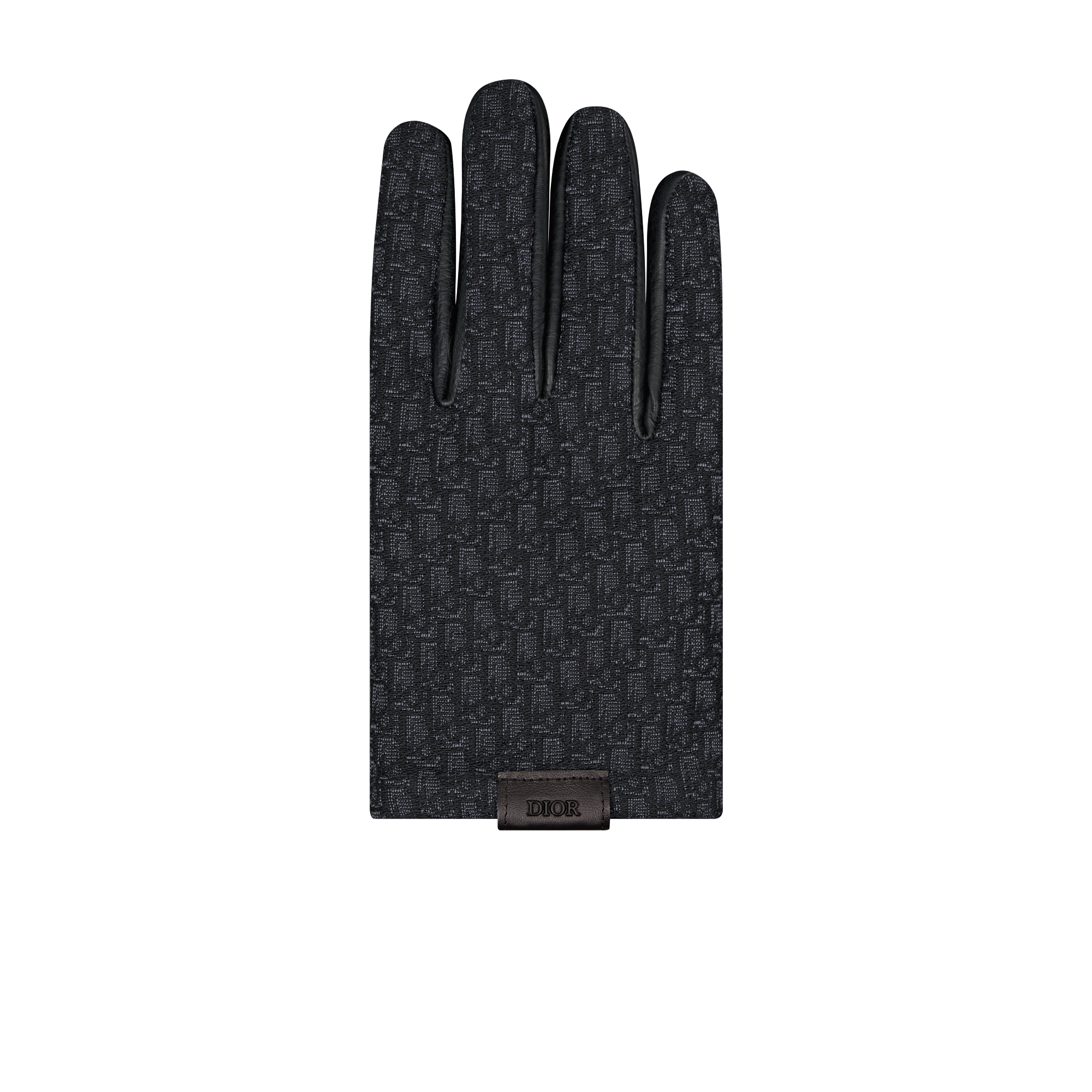 手套 黑色粒面皮革超迷你 Oblique 印花 E06