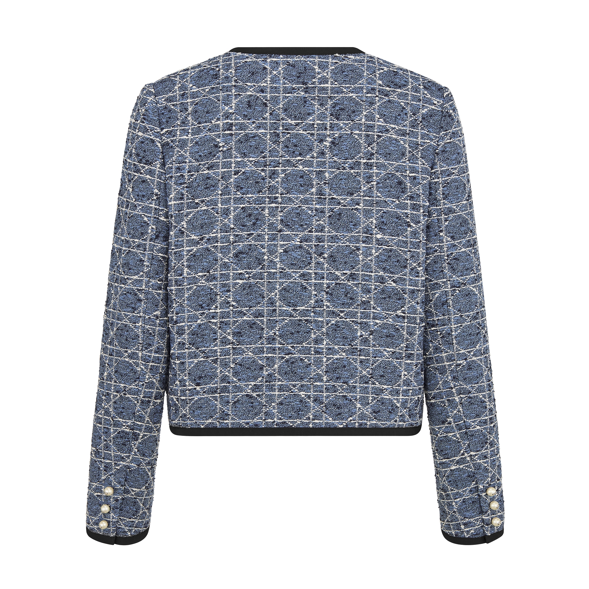 短款外套 蓝色棉质混纺粗花呢藤格纹 E08