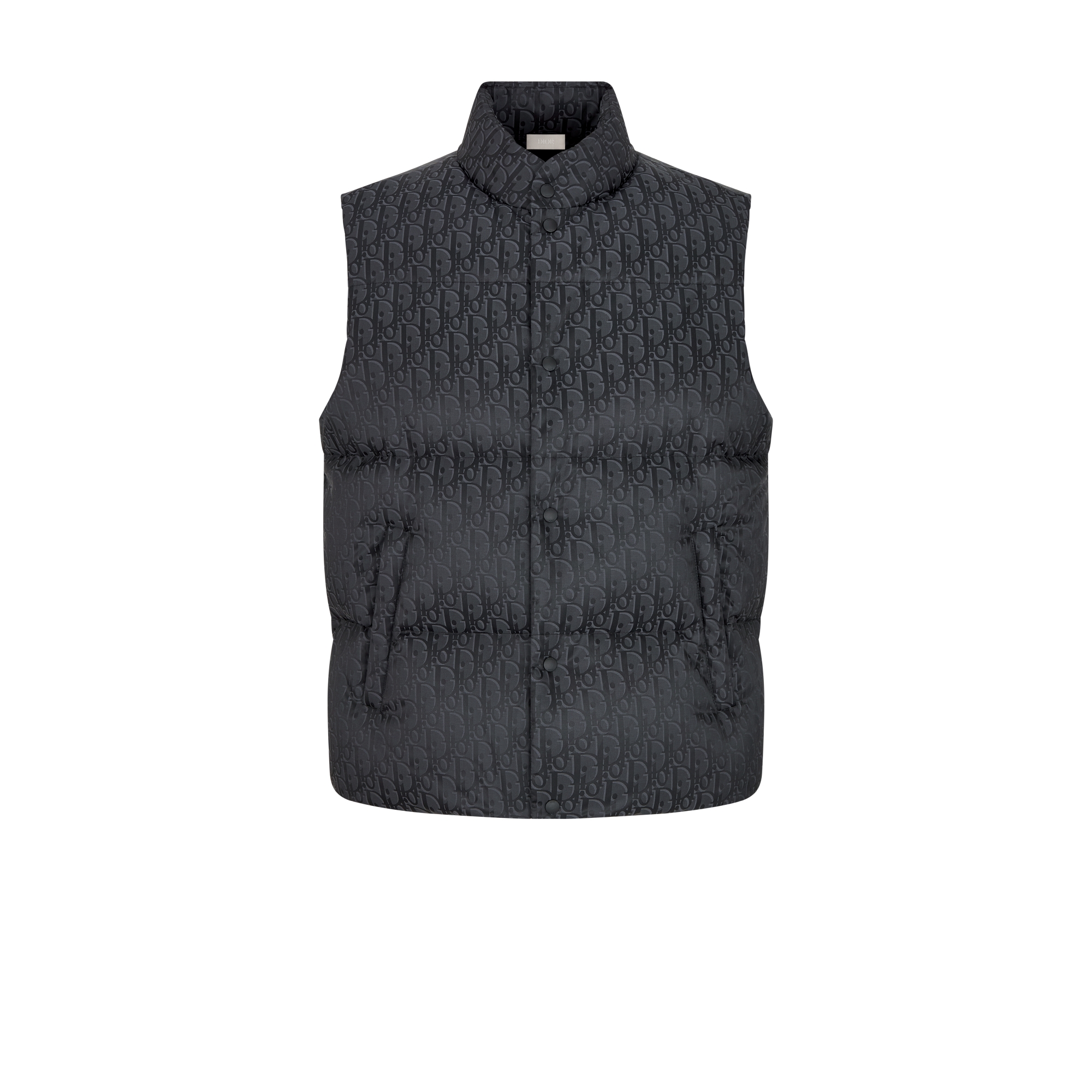 羽绒背心 黑色棉质混纺面料 Oblique 印花 E01