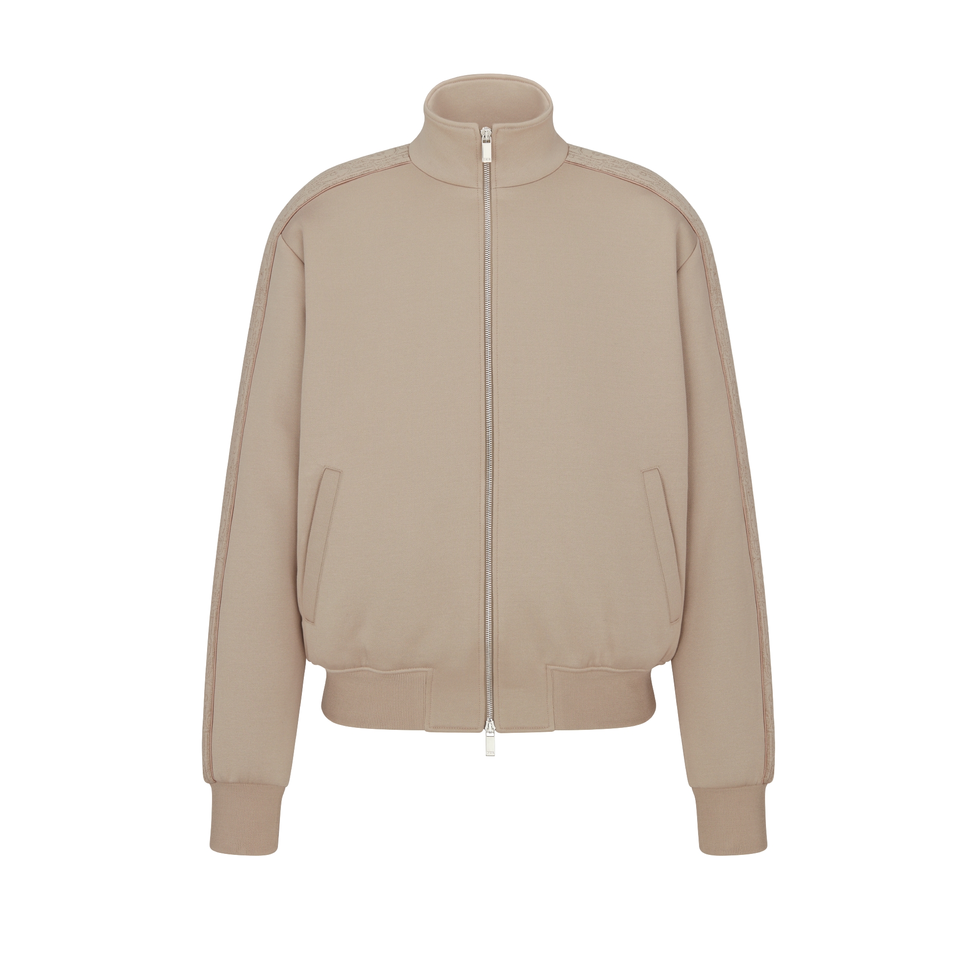 运动夹克 米色棉质混纺平纹针织面料 Oblique 印花 E01