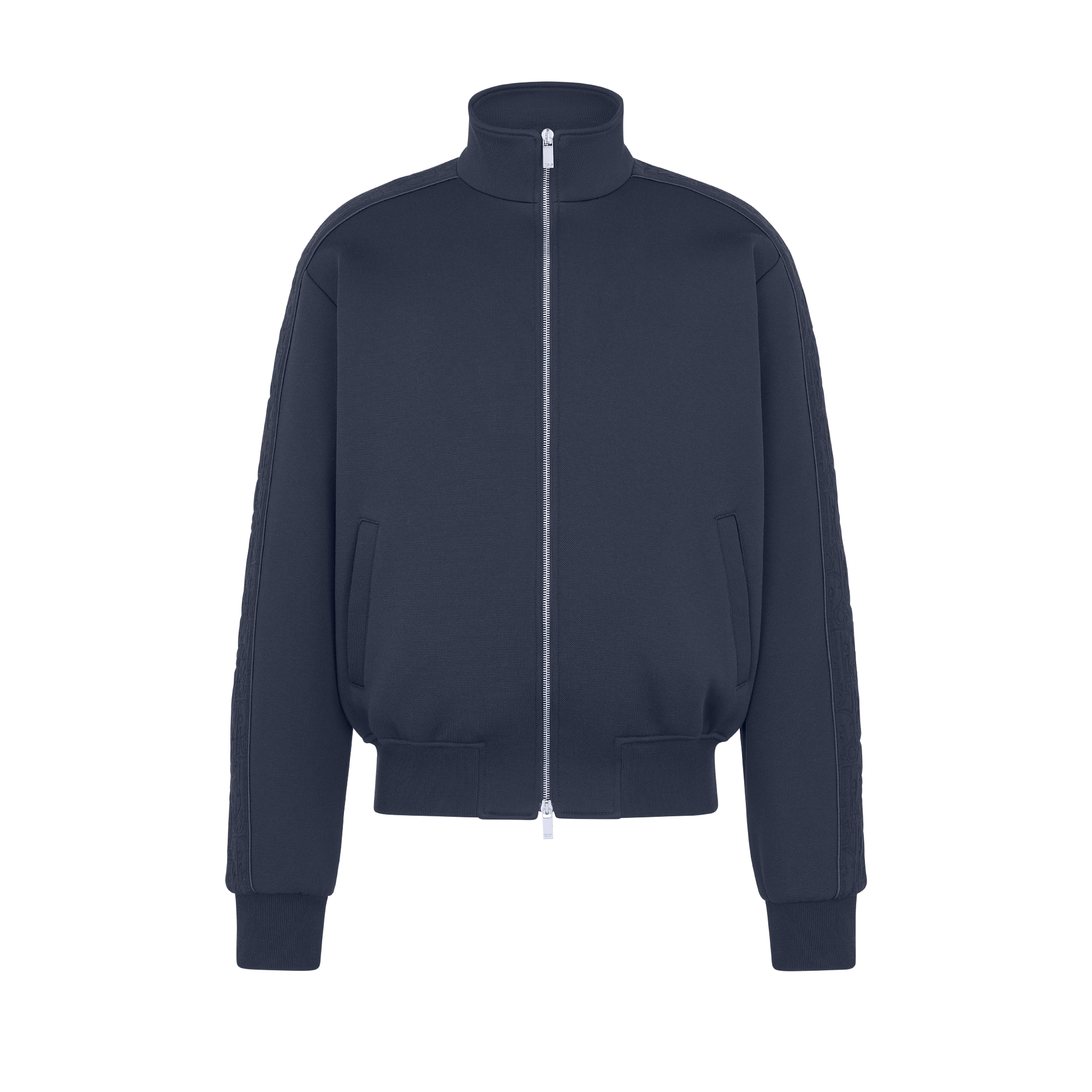运动夹克 海军蓝色棉质混纺平纹针织面料 Oblique 印花 E01