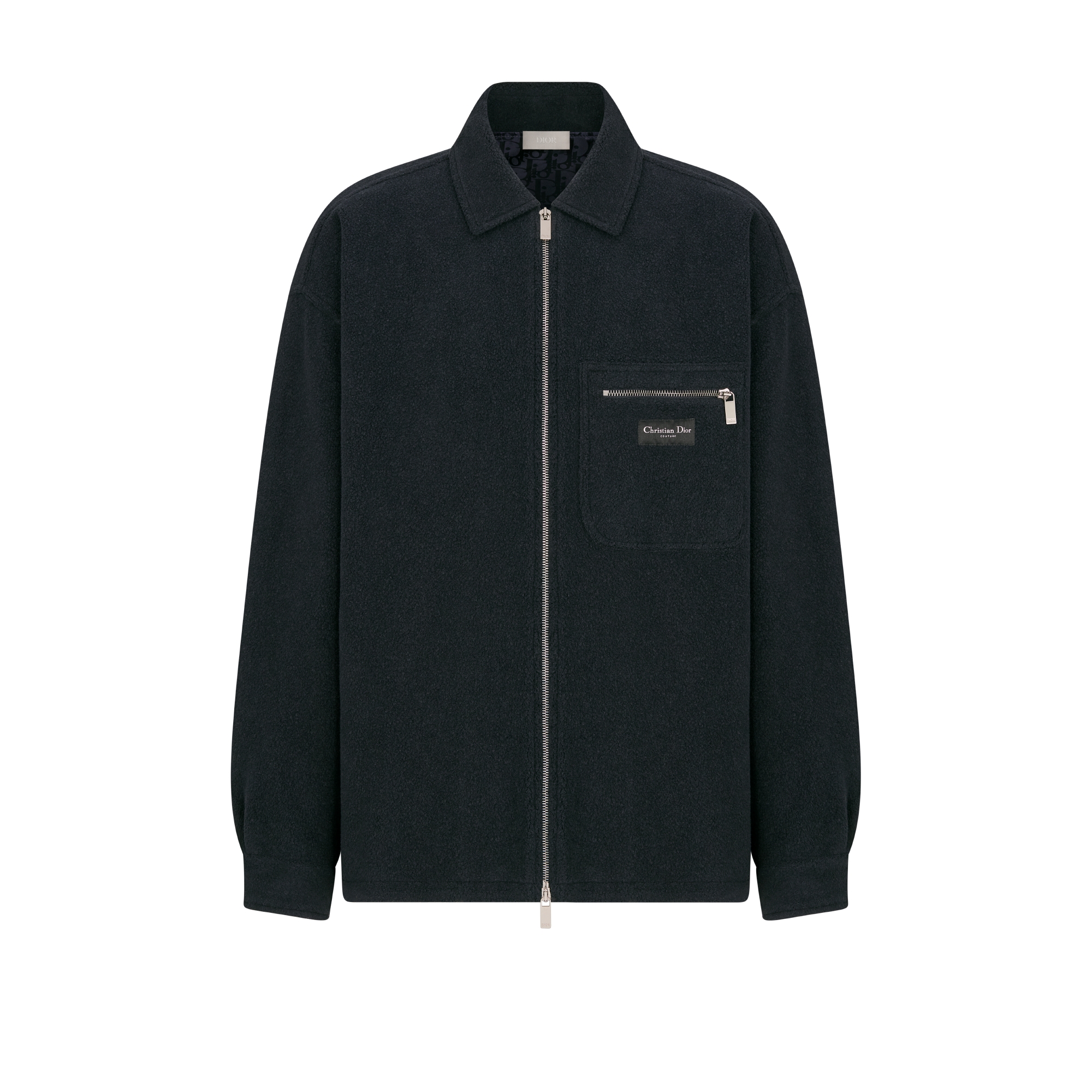 拉链外套衬衫 海军蓝色棉质混纺起绒面料 Christian Dior Couture 标志 E01
