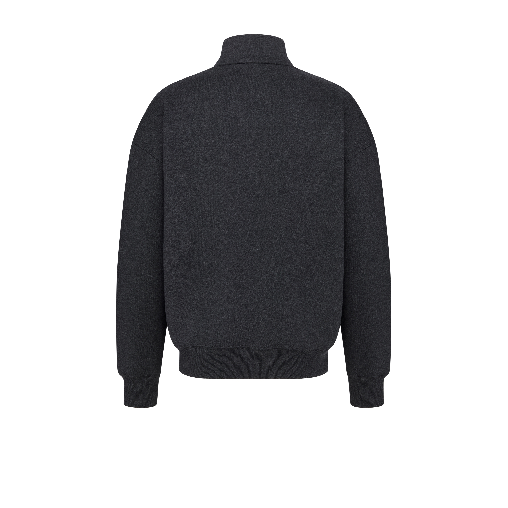 半拉链卫衣 深灰色棉质起绒面料 CD Icon 刺绣 E08