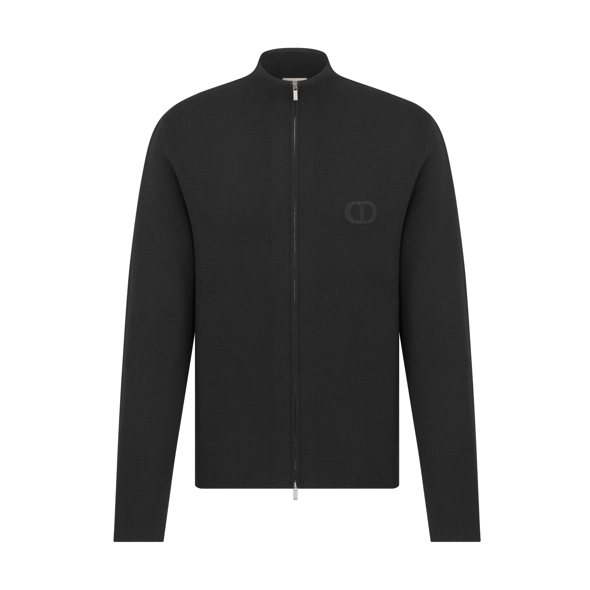  黑色绵羊毛针织面料 CD Icon 刺绣