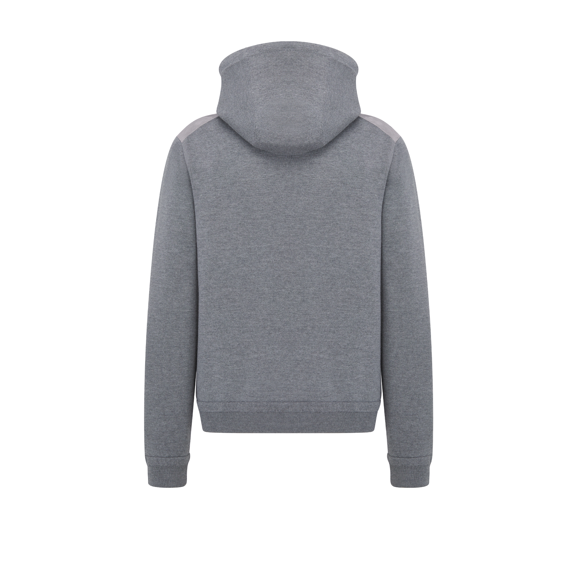 Dior Icons 拉链连帽运动衫 灰色绵羊毛针织面料和绒面革 E08