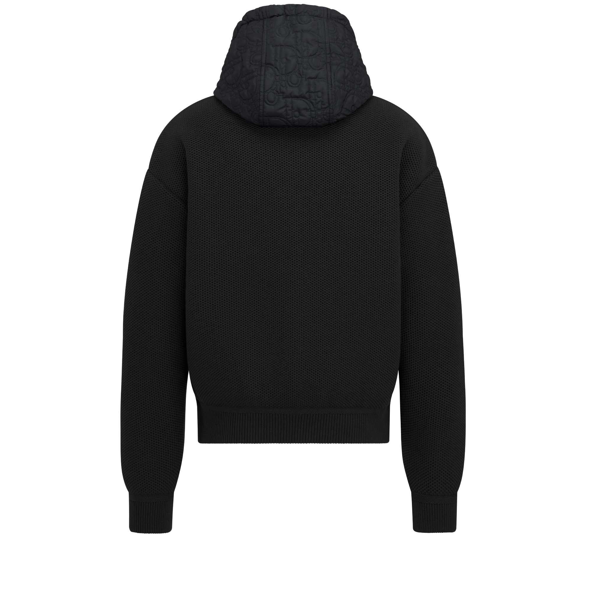 连帽短夹克 黑色棉质混纺针织面料 Oblique 印花 E08