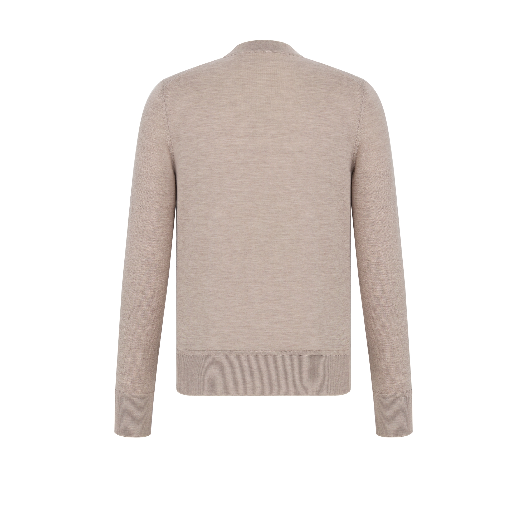 圆领毛衫 米色山羊绒平纹针织面料 CD Icon 刺绣 E08