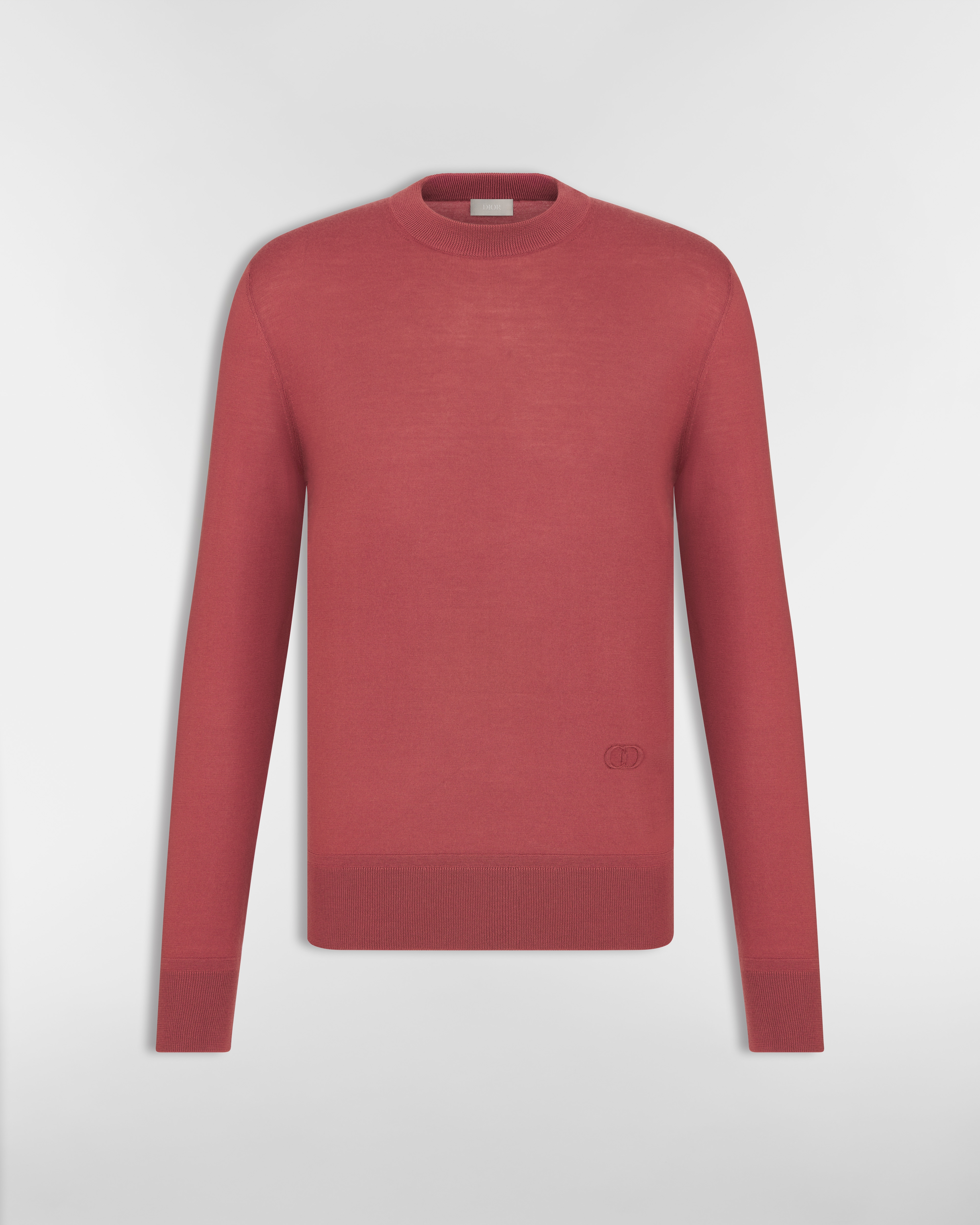 圆领毛衫 粉色山羊绒平纹针织面料 CD Icon 刺绣 E01