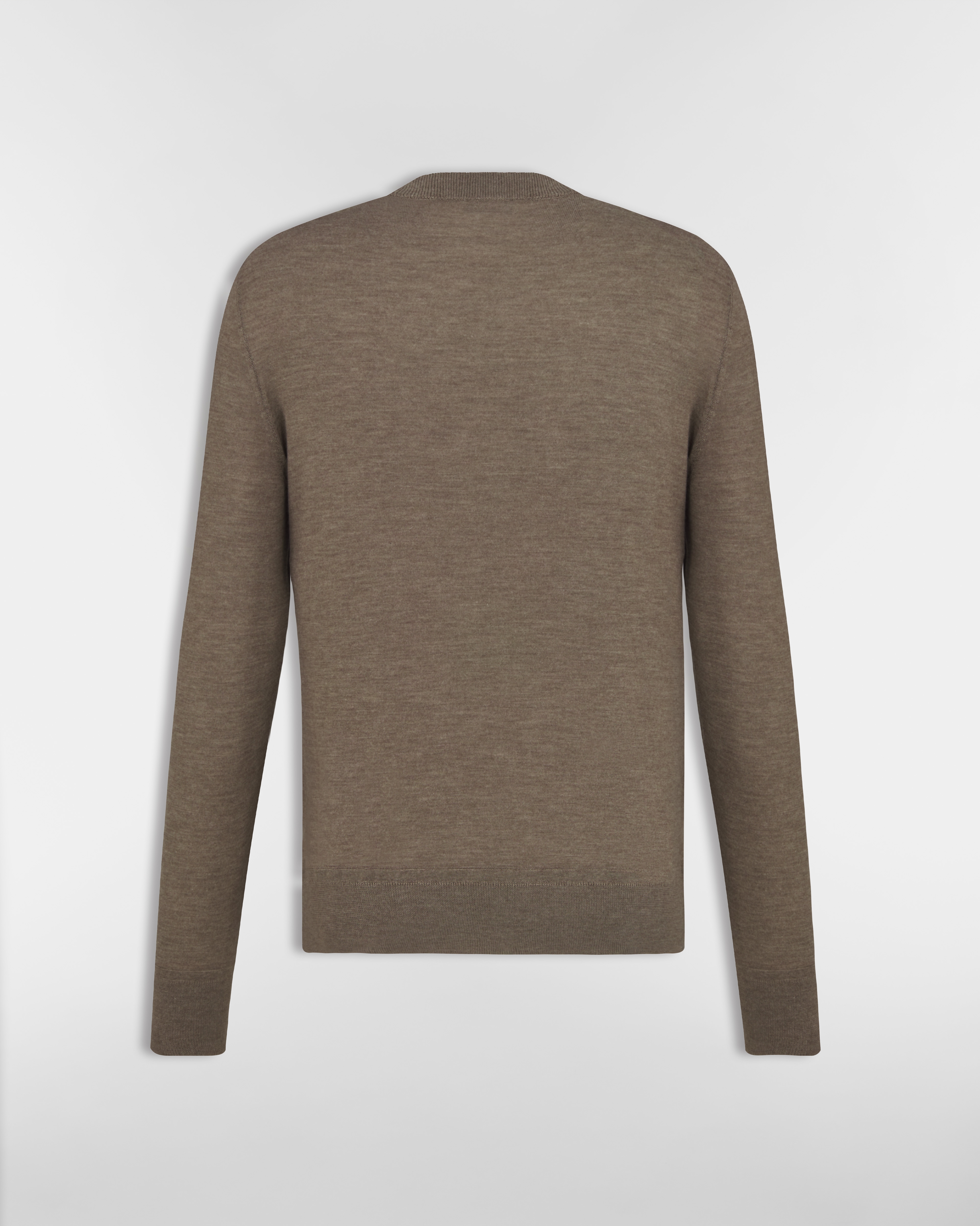 圆领毛衫 棕色山羊绒平纹针织面料 CD Icon 刺绣 E08