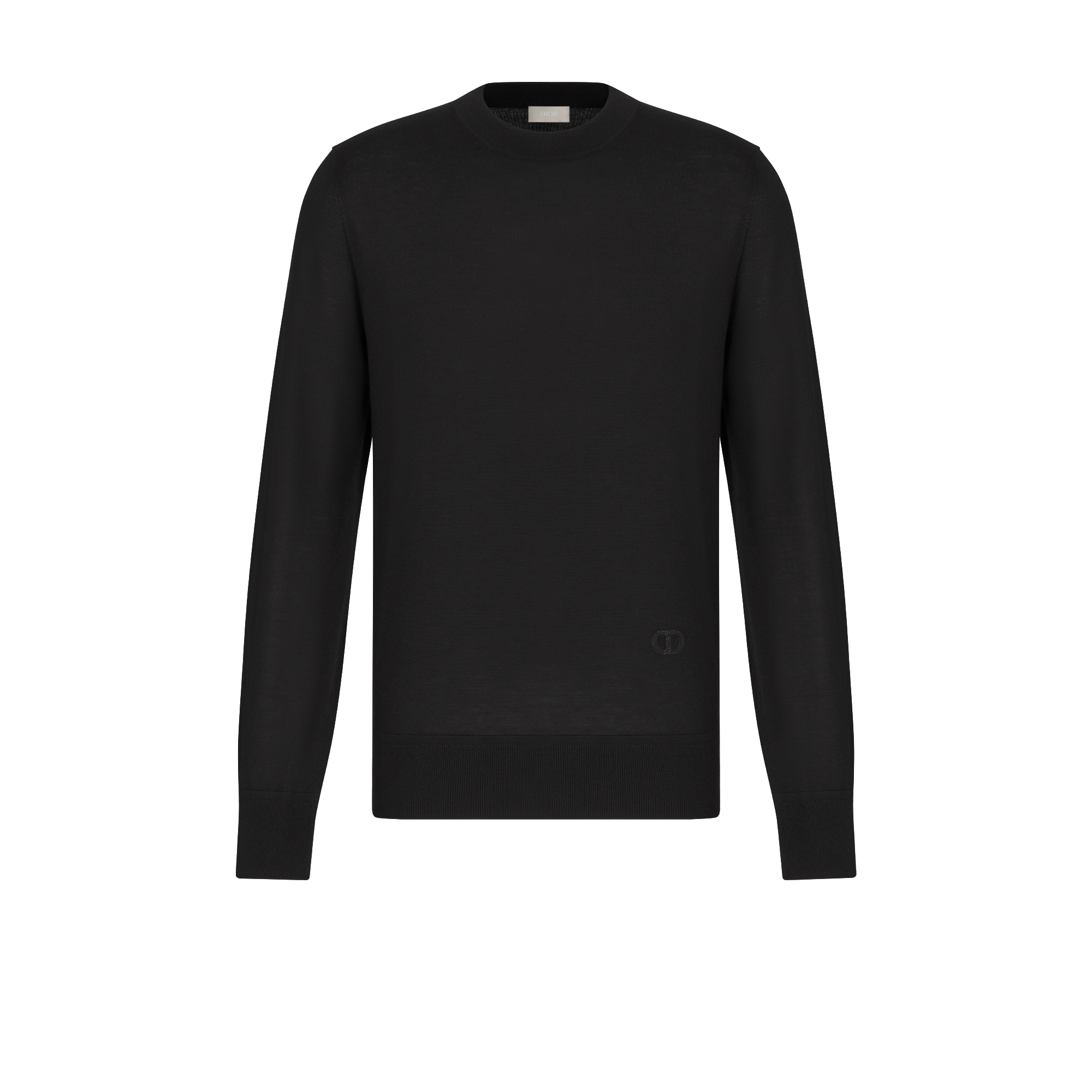 圆领毛衫 黑色山羊绒平纹针织面料 CD Icon 标志 E01