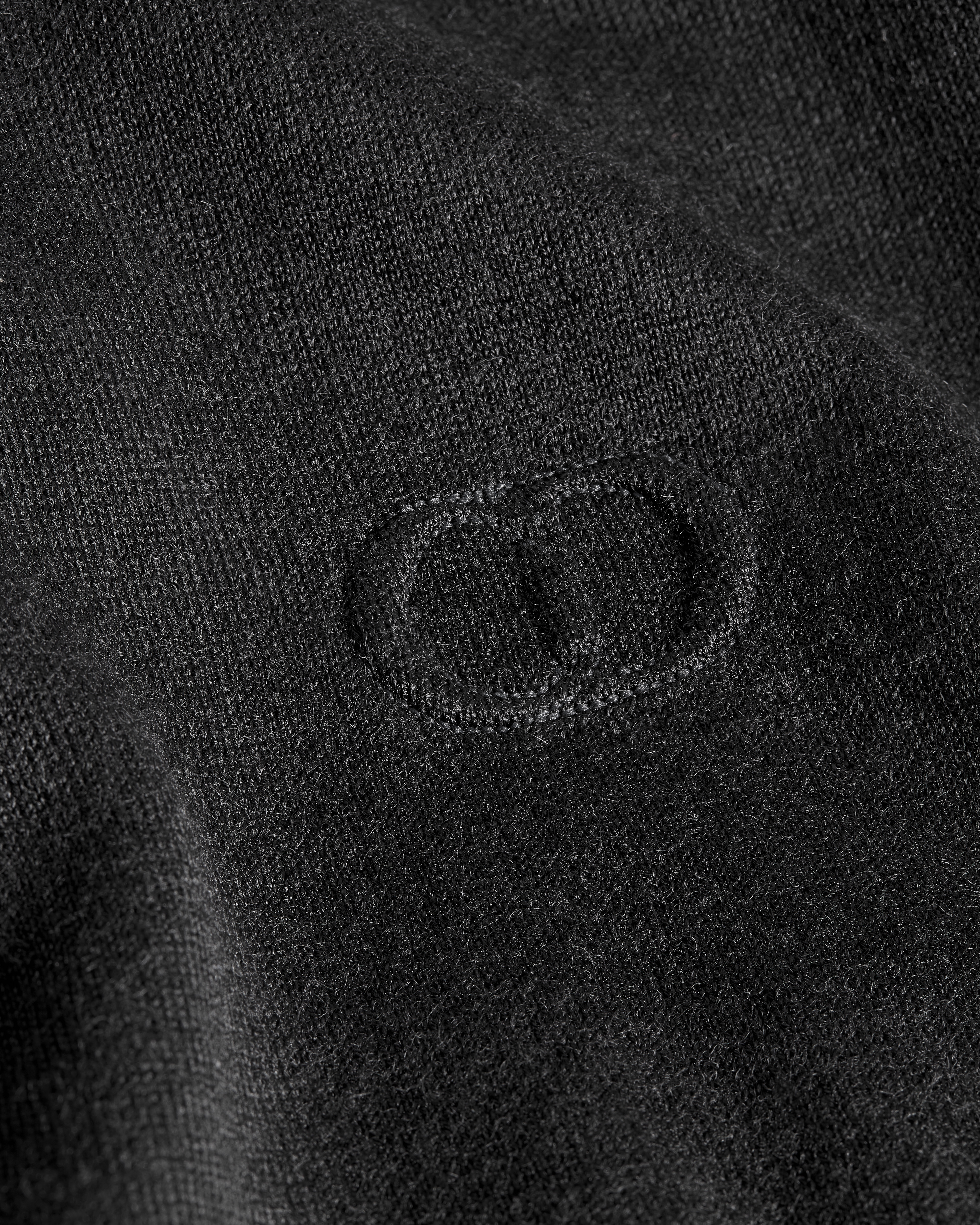 圆领毛衫 黑色山羊绒平纹针织面料 CD Icon 标志 E09