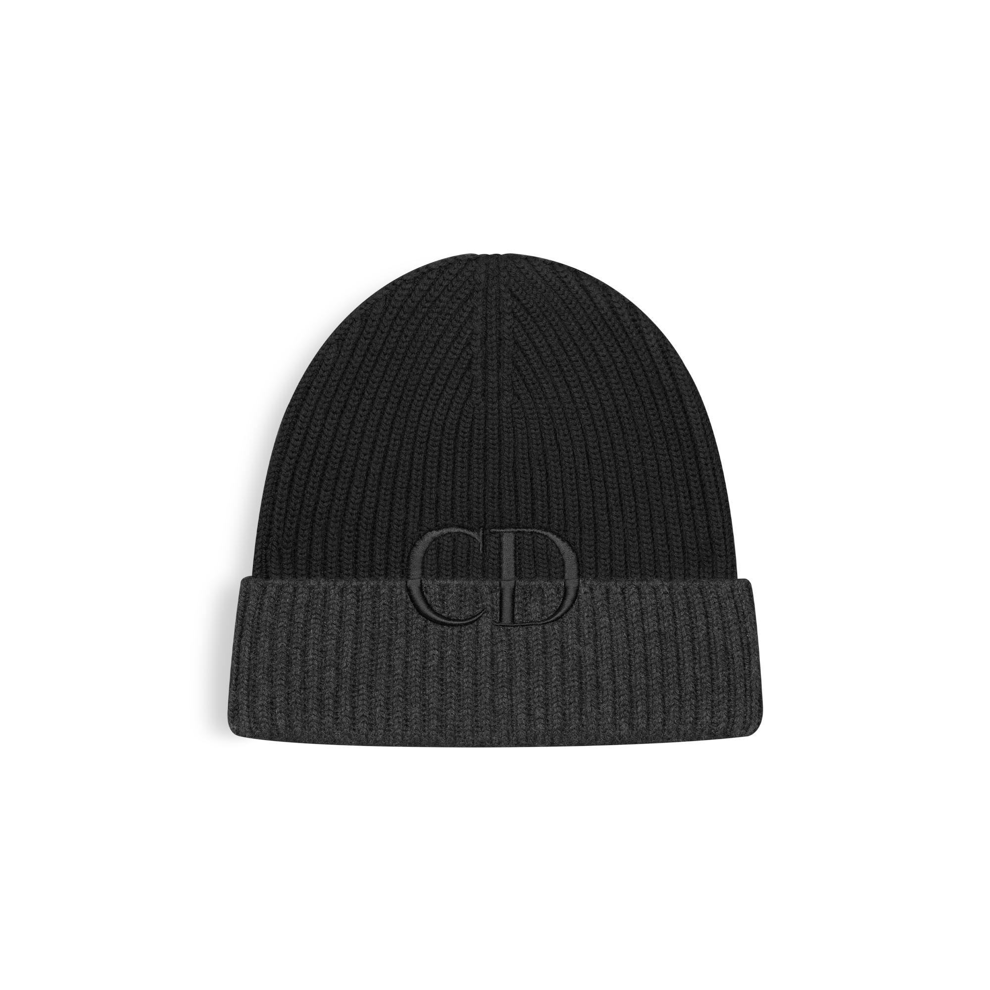 针织帽 黑色和深灰色绵羊毛针织面料 CD Icon 刺绣 E01