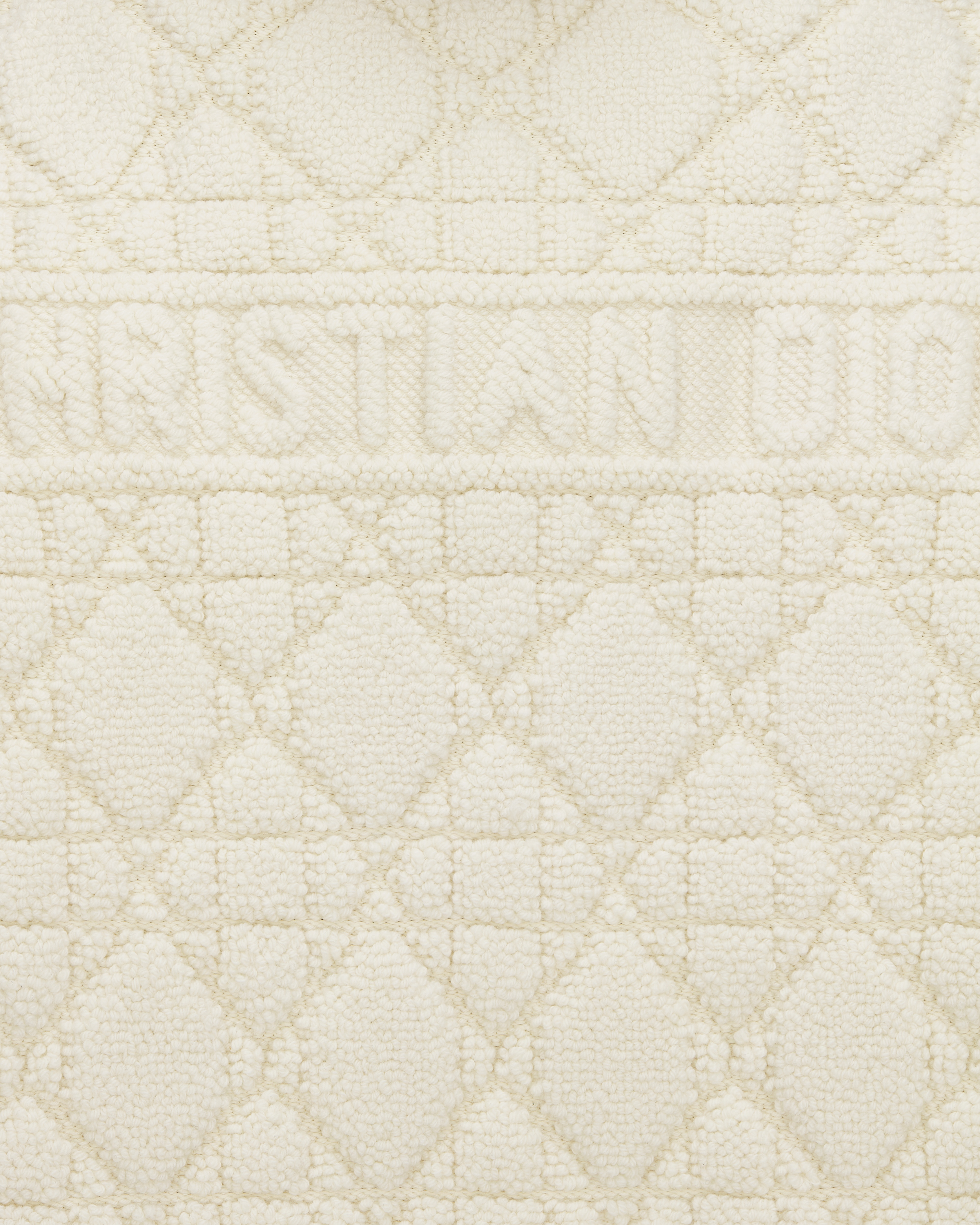 拉链连帽开衫 米白色绵羊毛混纺纹理针织面料藤格纹 E09