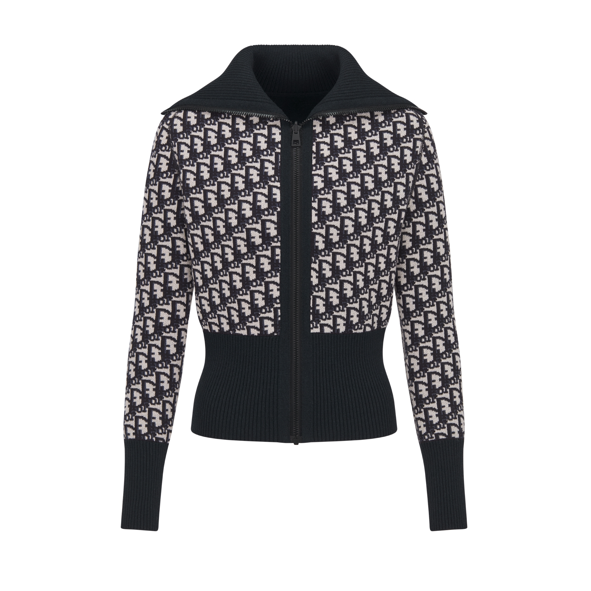 双面开衫 海军蓝色山羊绒混纺针织面料 Oblique 印花 E09