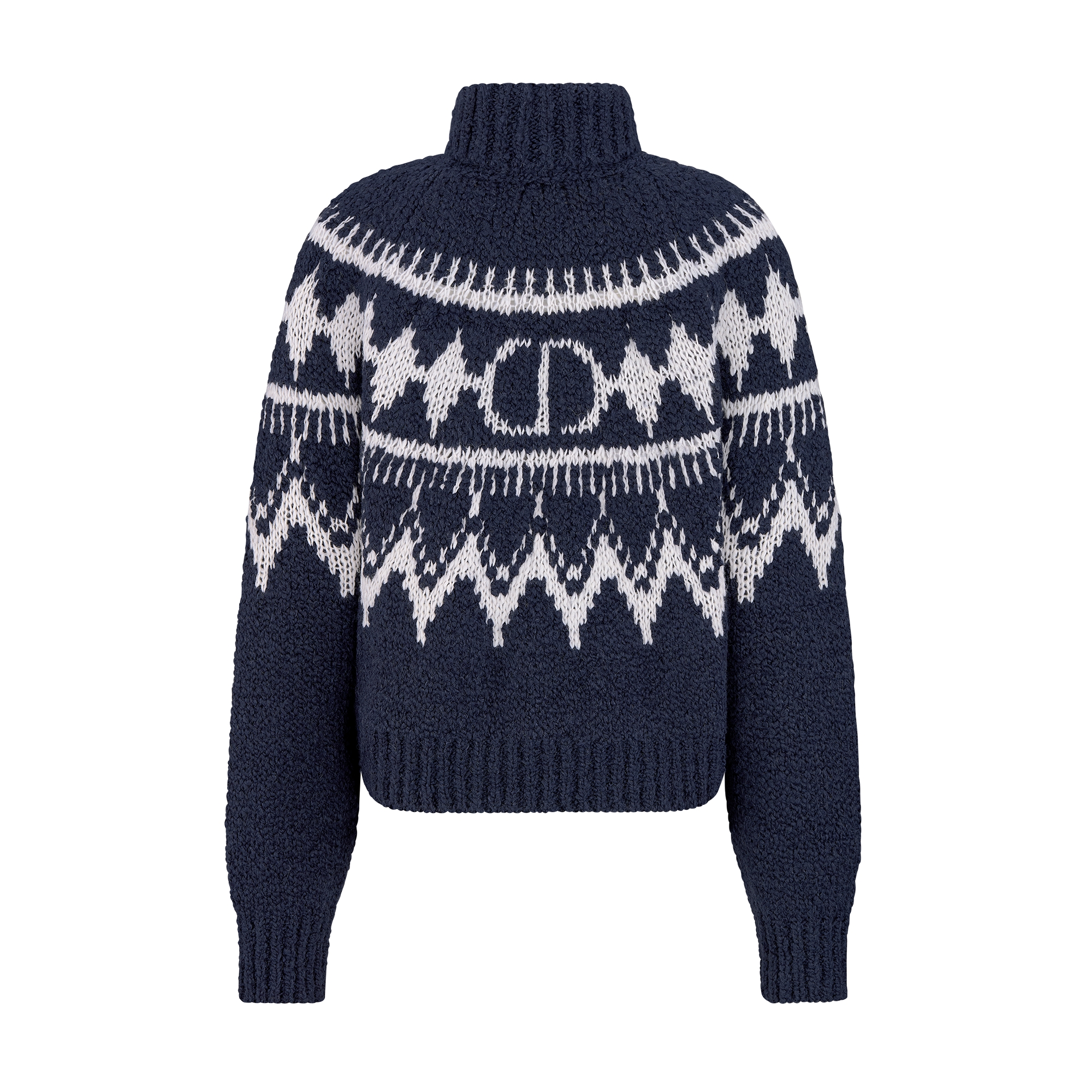 DiorAlps 高领套头衫 海军蓝色和白色绵羊毛混纺针织面料 E08