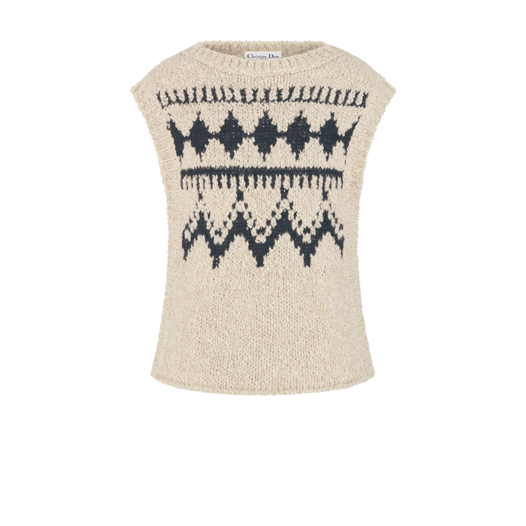 DiorAlps 针织背心 米色和黑色羊驼毛混纺针织面料 E01