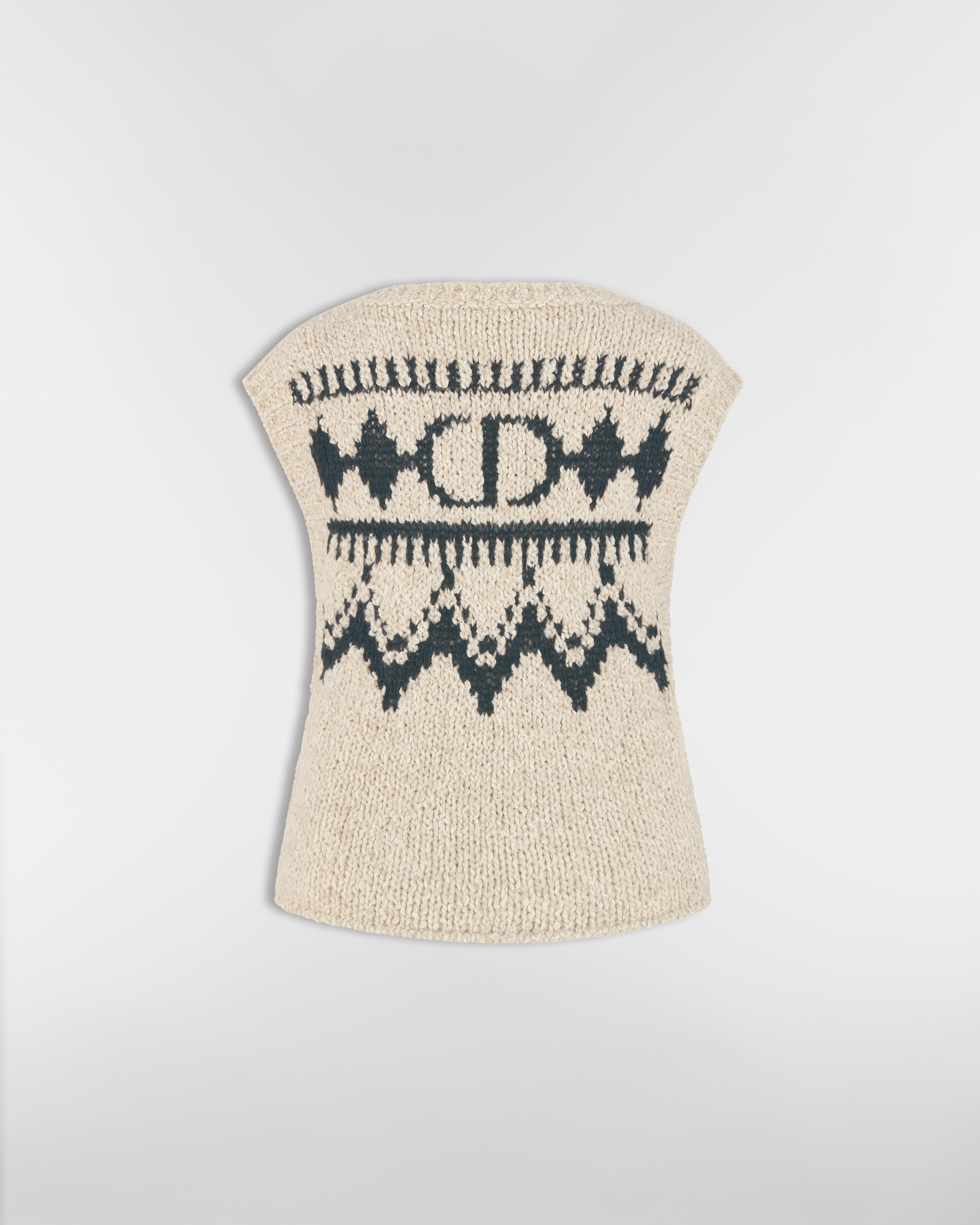 DiorAlps 针织背心 米色和黑色羊驼毛混纺针织面料 E08