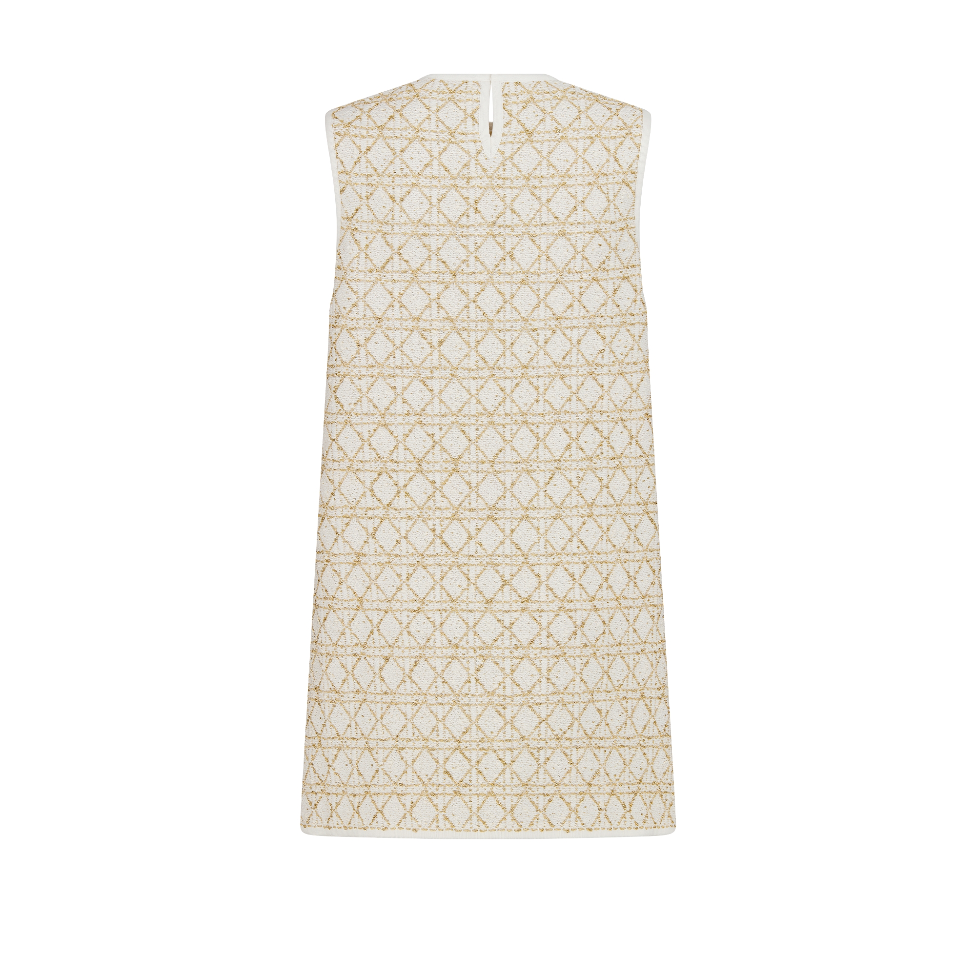 Dior Or 束腰衬衫 白色和金色调棉质混纺粗花呢藤格纹 E08