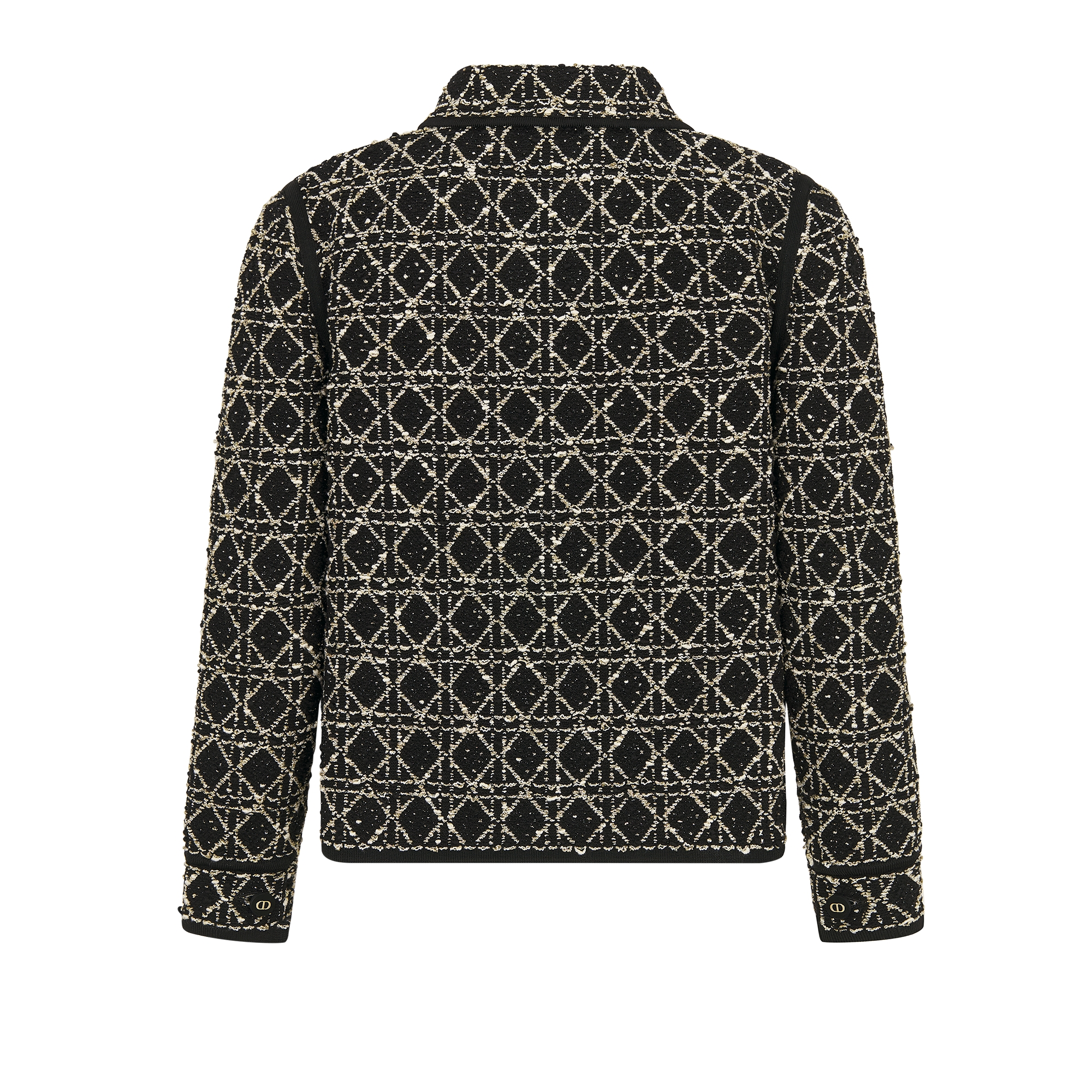 藤格纹夹克 黑色和金色调棉质混纺粗花呢 E08