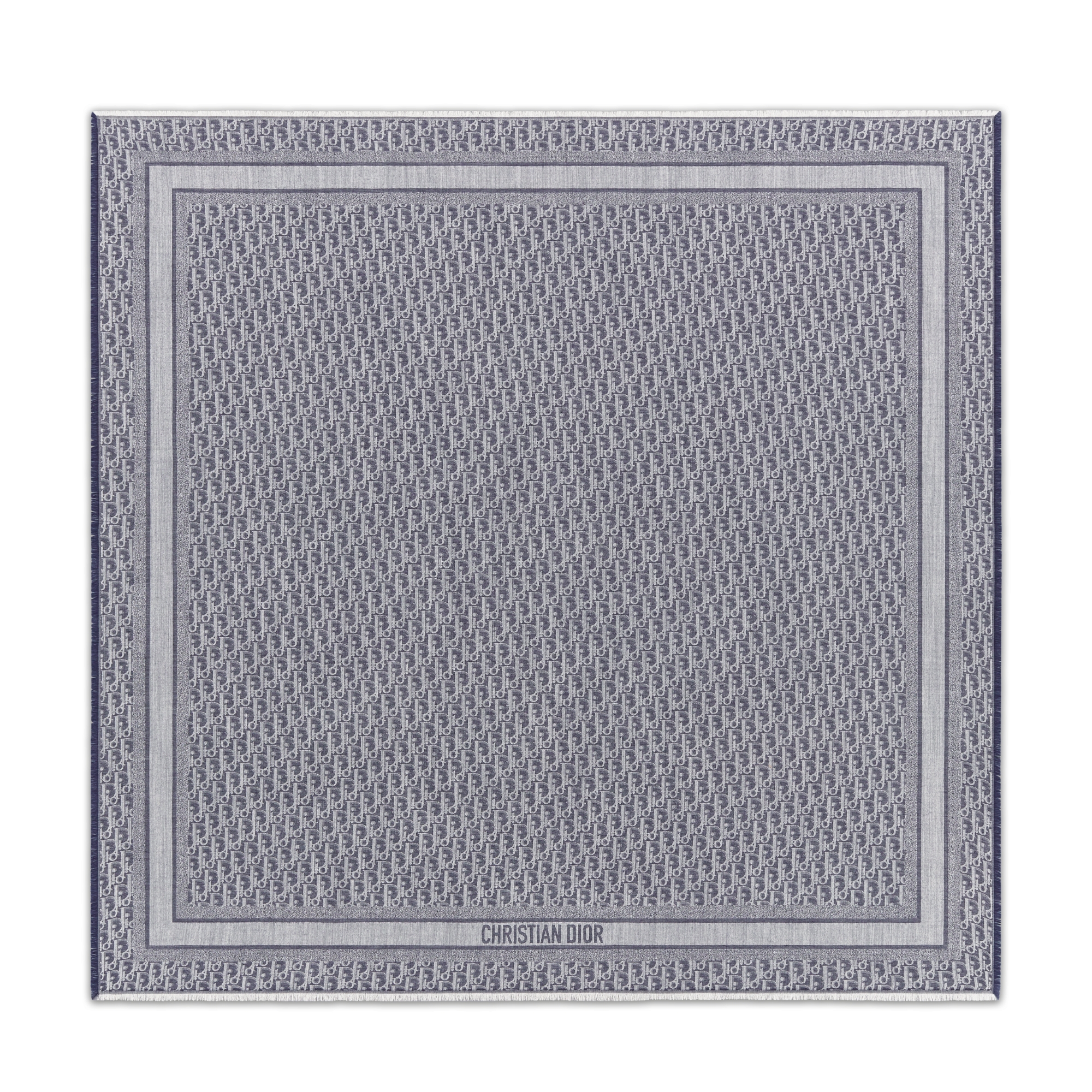 Dior 印花披肩 海军蓝色桑蚕丝混纺面料 Oblique 印花 E01