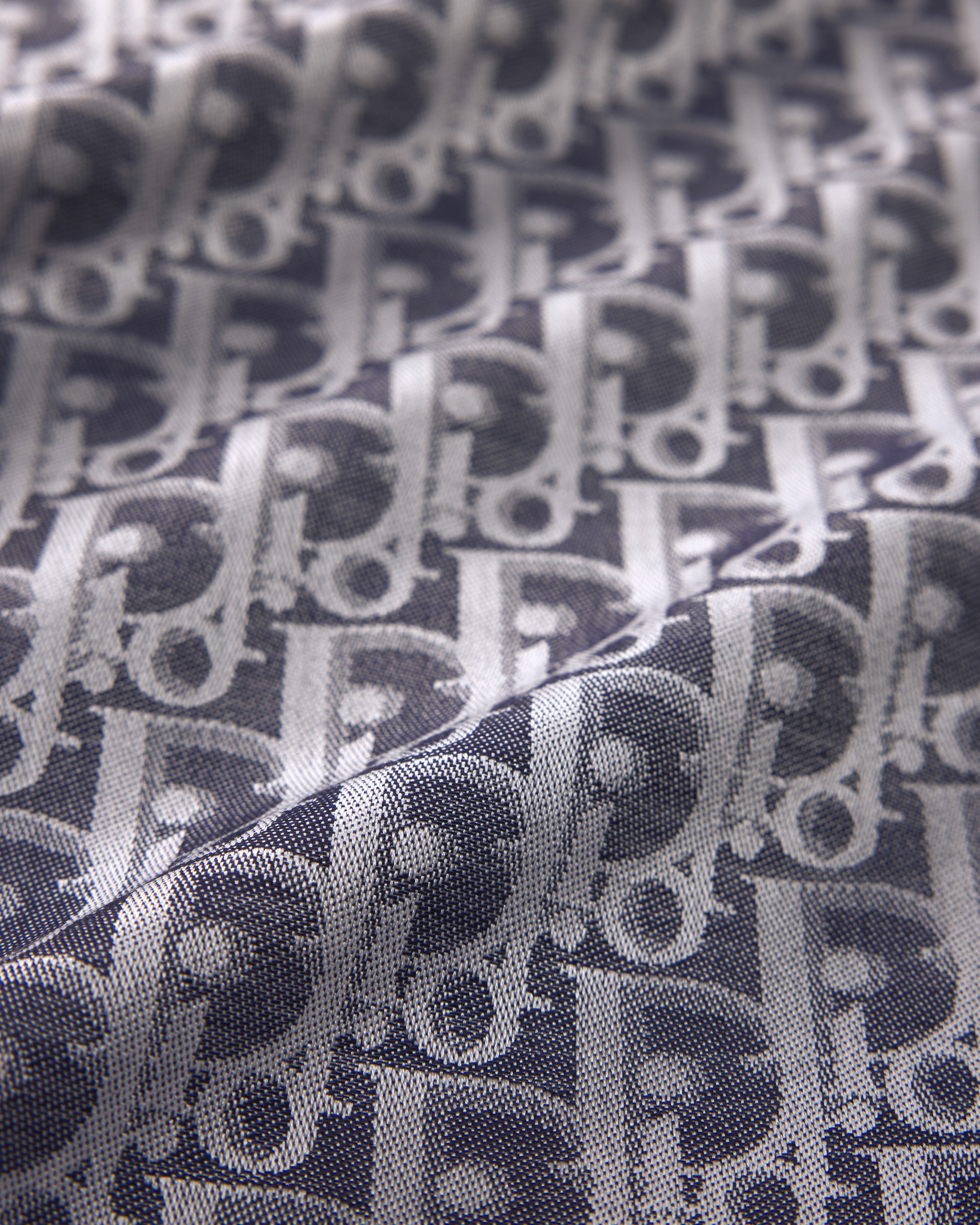 Dior 印花披肩 海军蓝色桑蚕丝混纺面料 Oblique 印花 E09