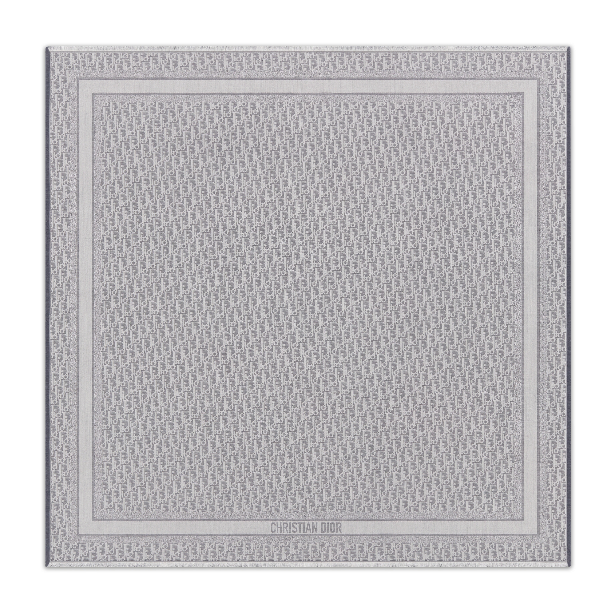 Dior 印花披肩 灰色桑蚕丝混纺面料 Oblique 印花 E01