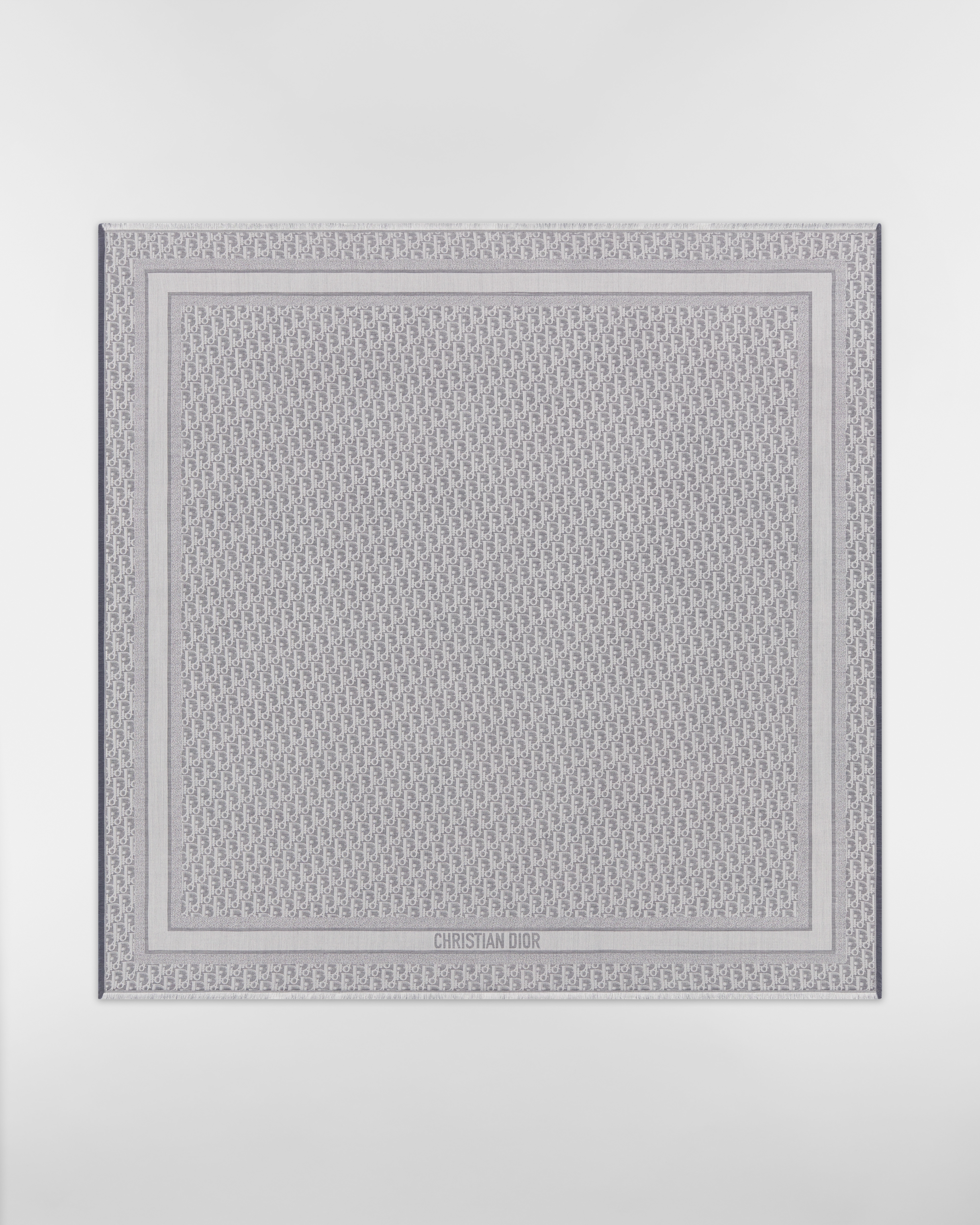 Dior 印花披肩 灰色桑蚕丝混纺面料 Oblique 印花 E01