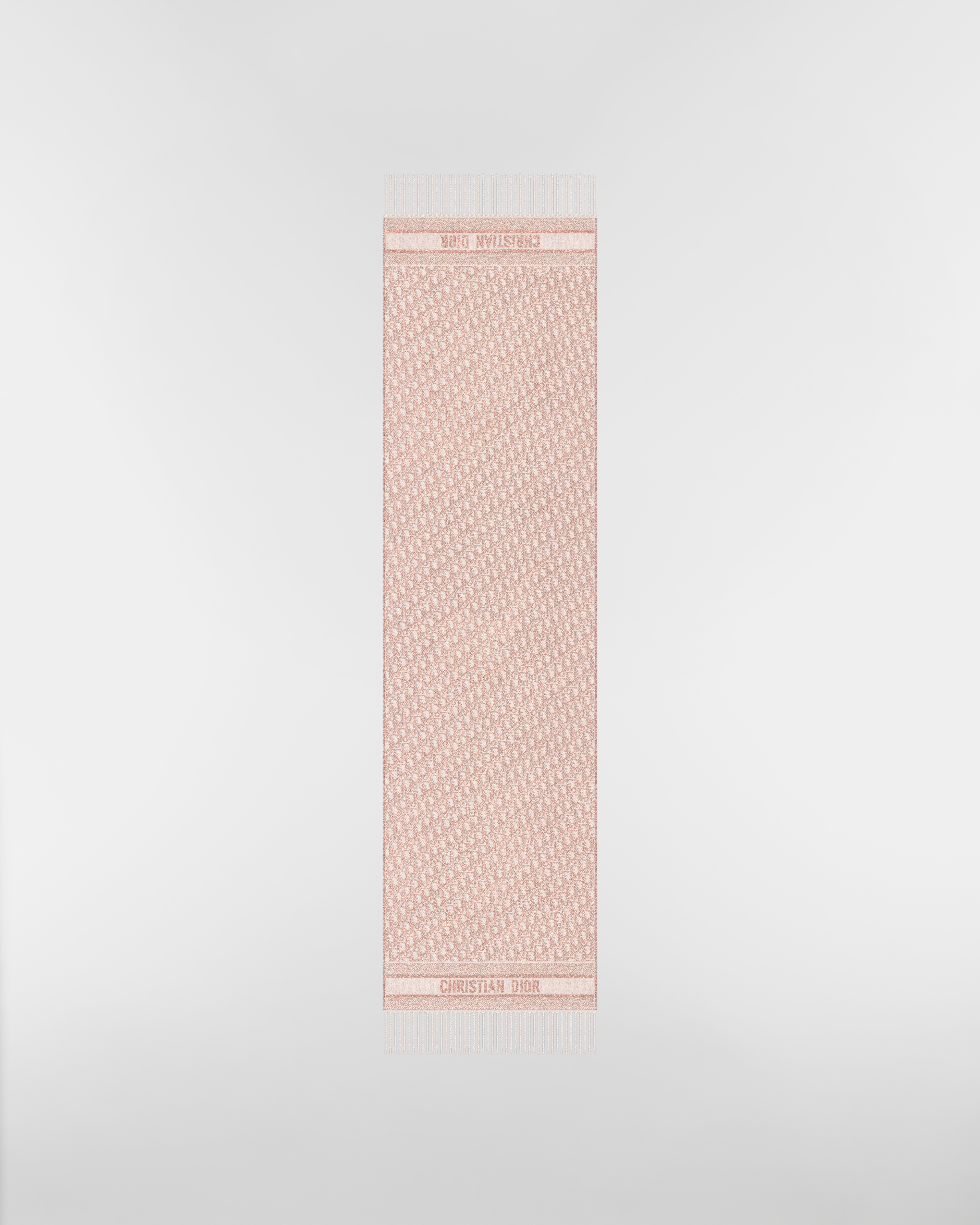 Dior 印花围巾 玫瑰粉色山羊绒混纺面料金属光泽线 Oblique 印花 E07