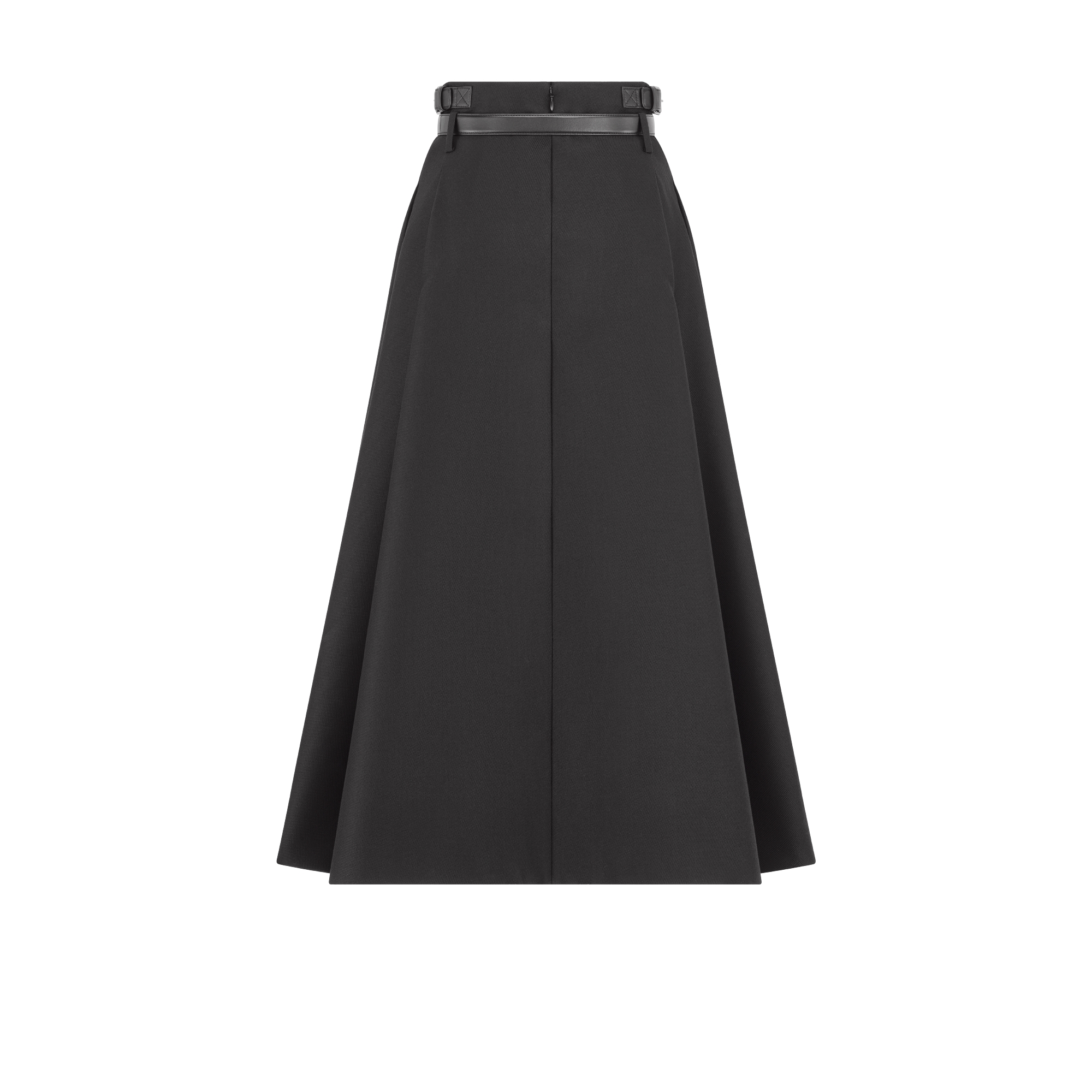 半裙 黑色绵羊毛和桑蚕丝混纺呢绒面料搭配腰带 E08