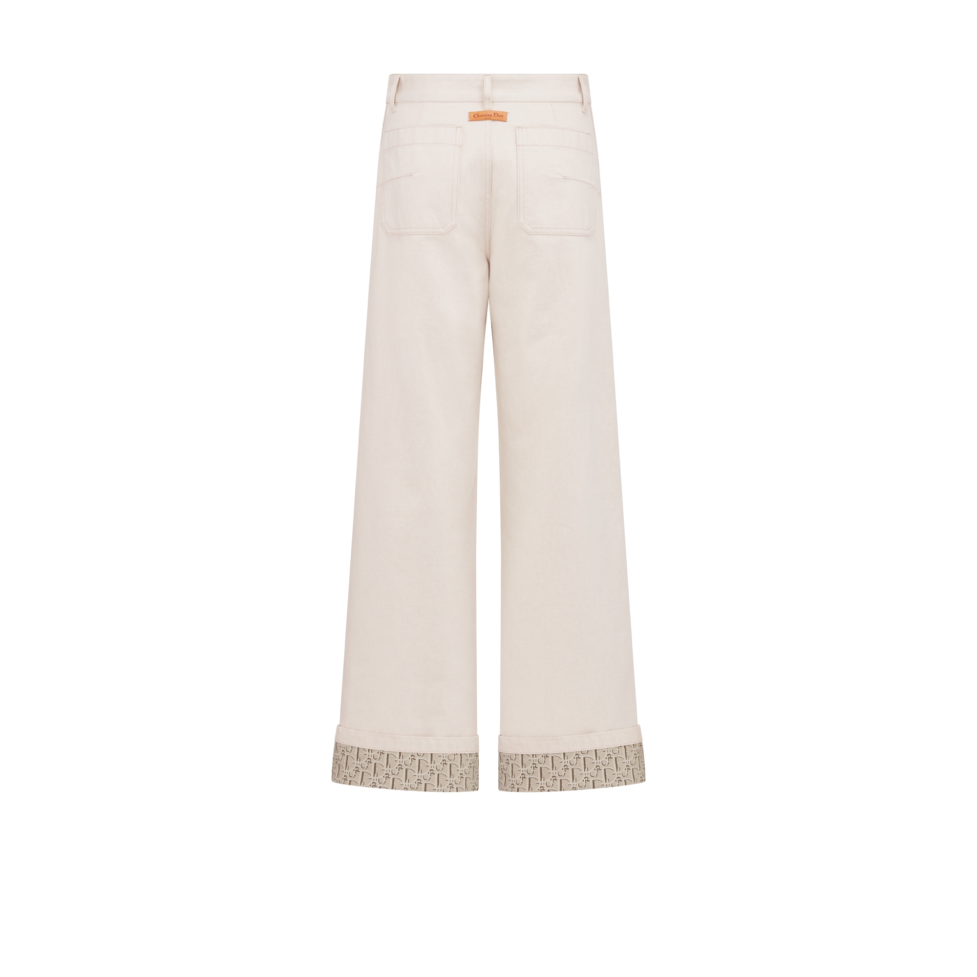 喇叭形牛仔裤 米白色棉质牛仔布 Oblique 印花内部 E08